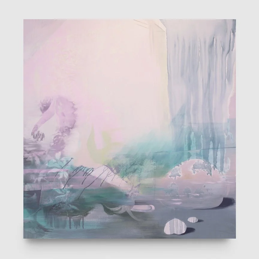 Refracting and Reforming, oil and acrylic on canvas (currently stretched), 81 x 84 in, 2019 - $2900