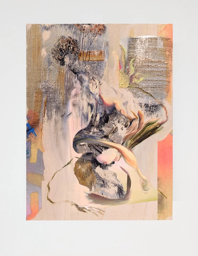 Membrane Study II, acrylic, oil, mirror paint, china marker, and polyurethane on panel, 9 x 12 in.