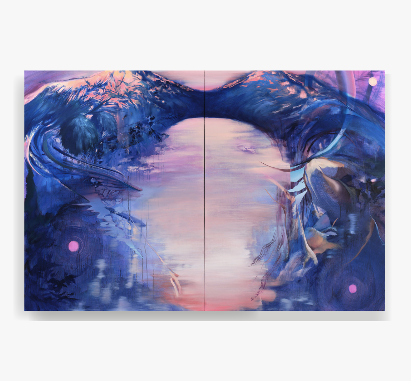 Relief by the Water, acrylic and oil on panel, 72 x 48 in. (diptych)