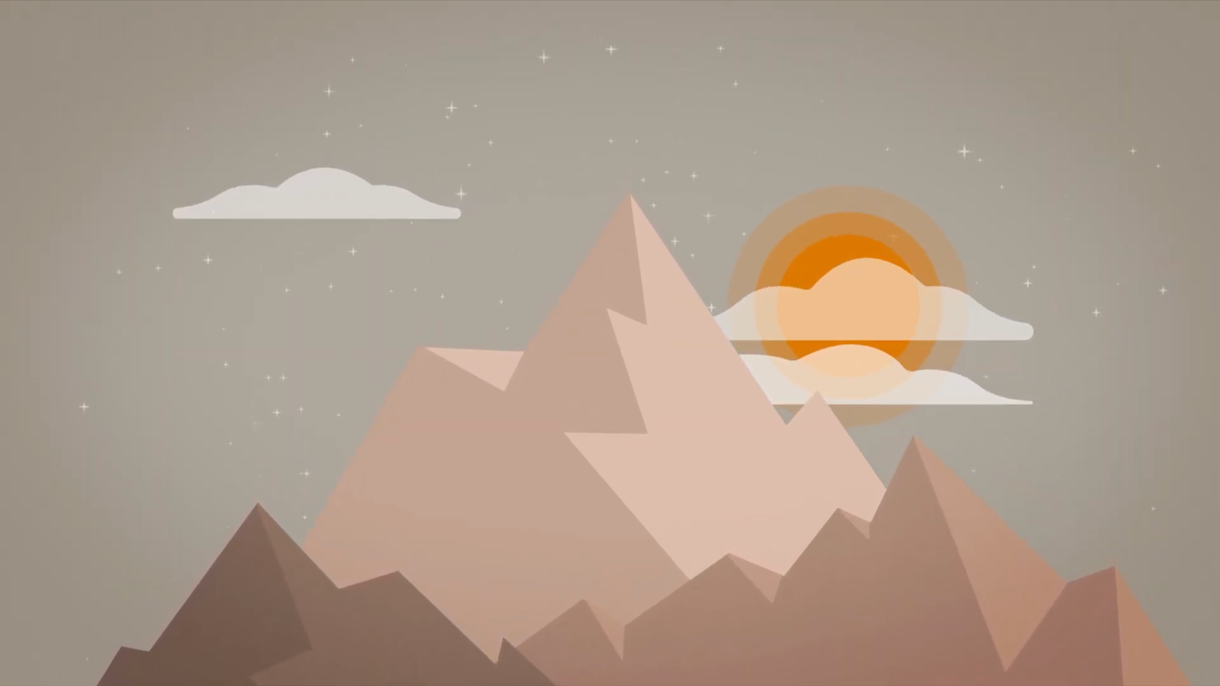 Stylised mountain landscape with a setting sun, BBC Bitesize film on how the Islamic civilisation grew