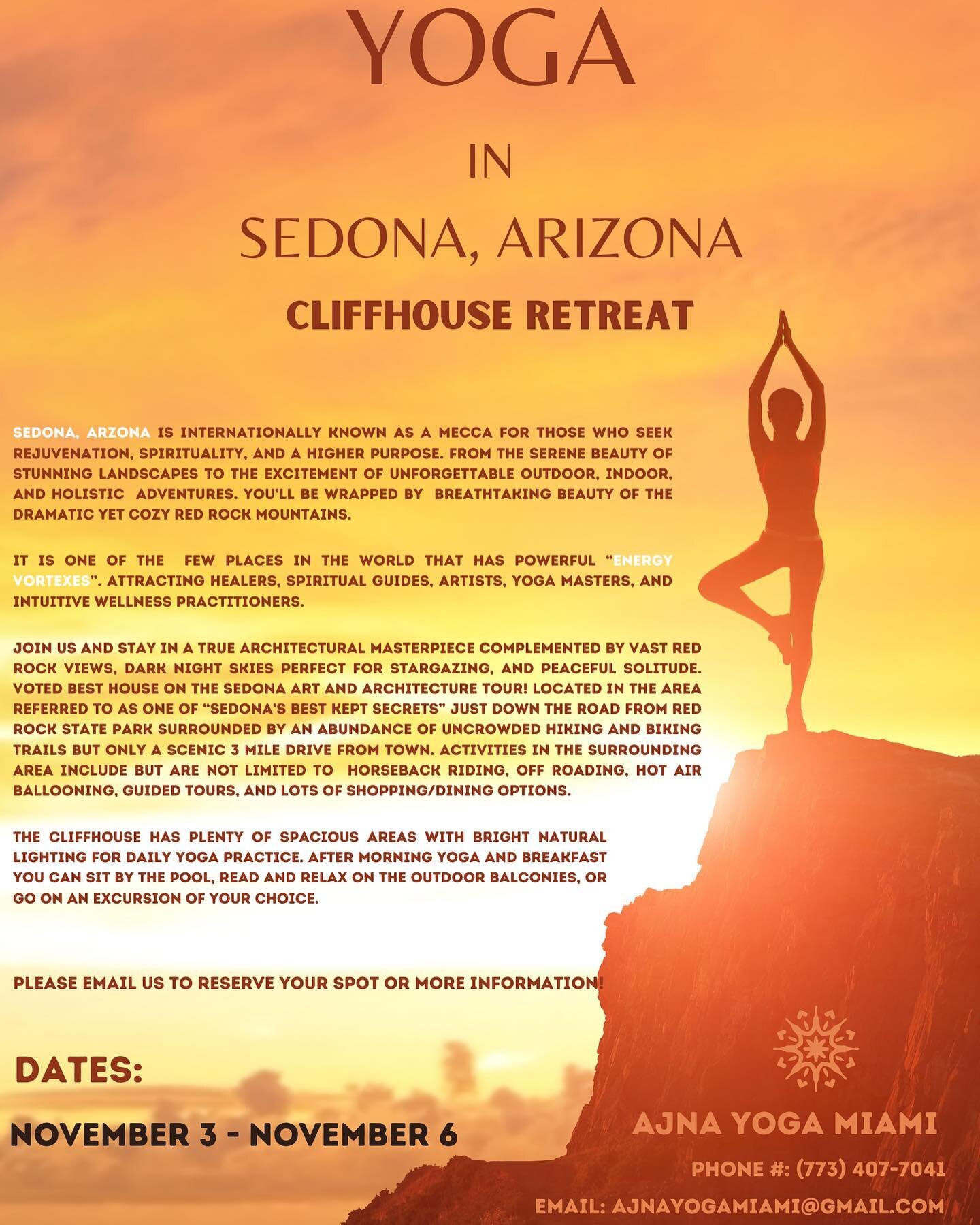 Hello everyone👐 so excited to announce we will be holding a yoga retreat in November 2022 to Sedona Arizona!! ☀️ Hoping some of you could join us! Please email with any questions :) 

#yoga #yogaretreat #reels #retreat #yogapractice #yogapants #yoga