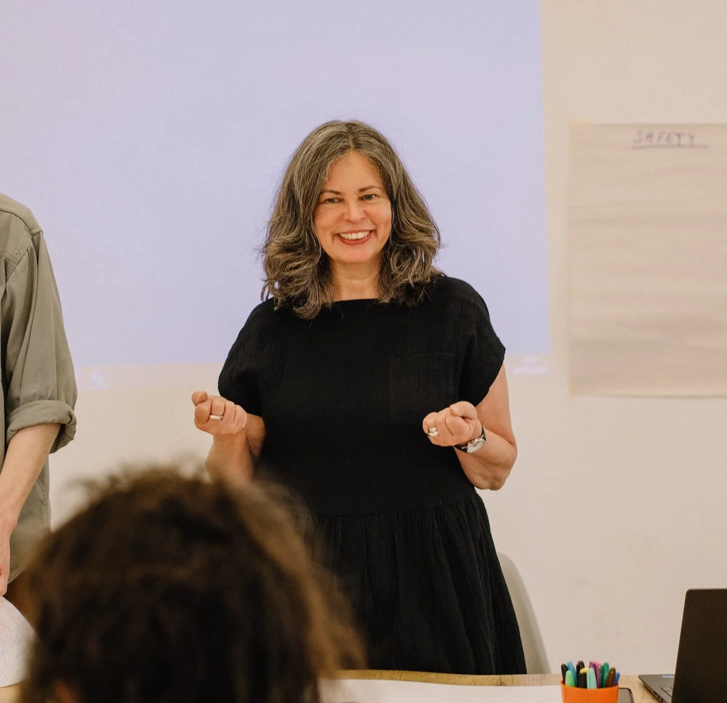 Jane Willis standing in front of a group of people as facilitator