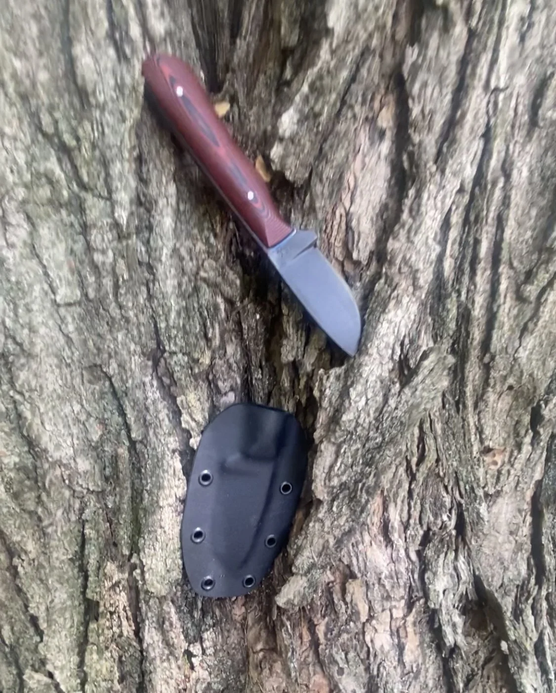EDC Skinning Knife with Red and Black G-10 Handles