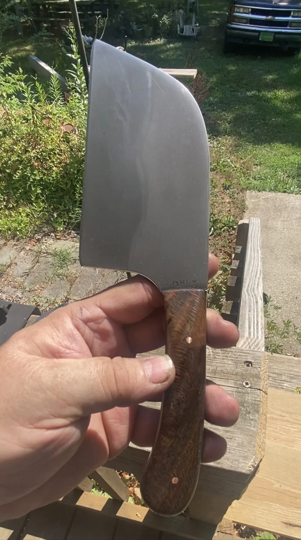 Large Chopper with Stabilized Oak with Black G-10 liner