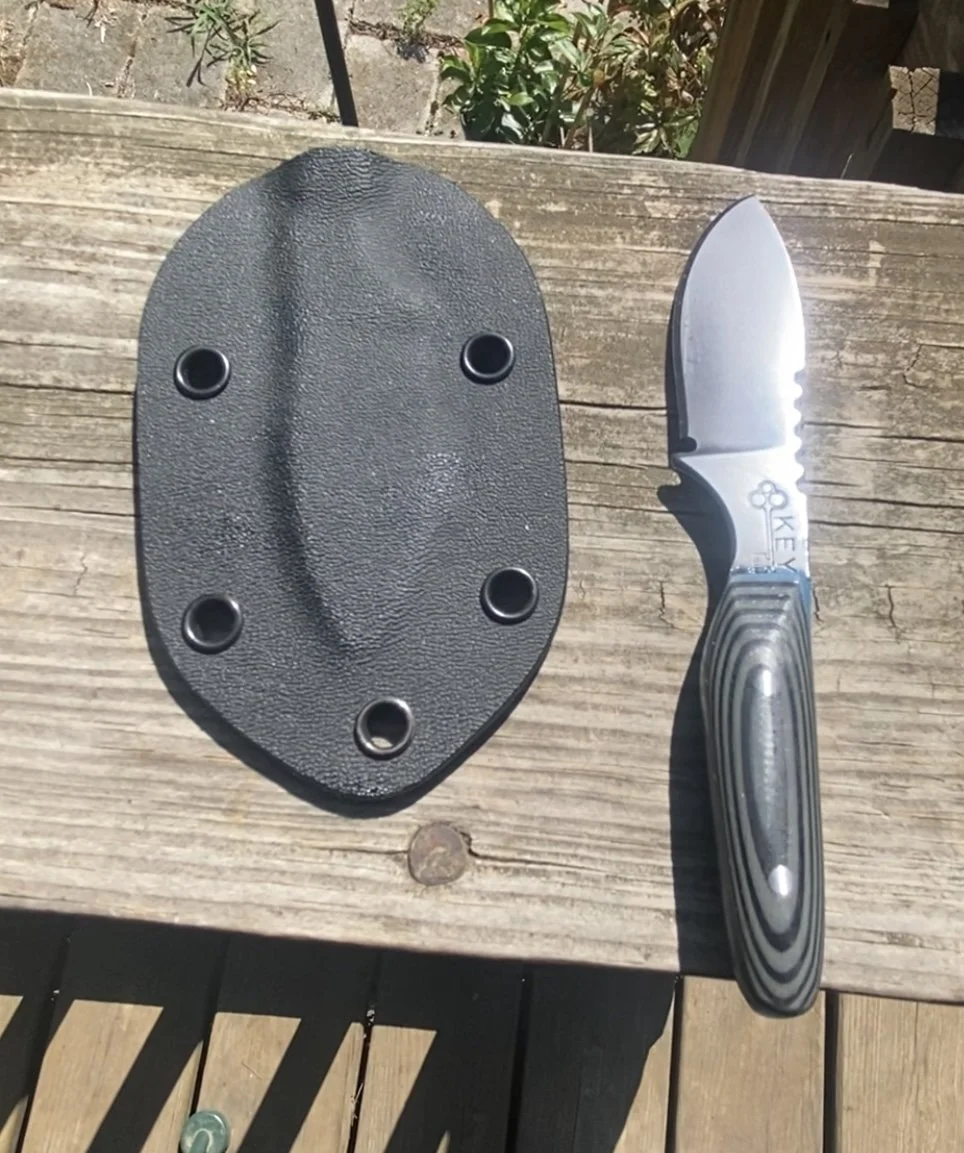 LOS Necker Knife with Gray and Black Vulcanized G-10 handles
