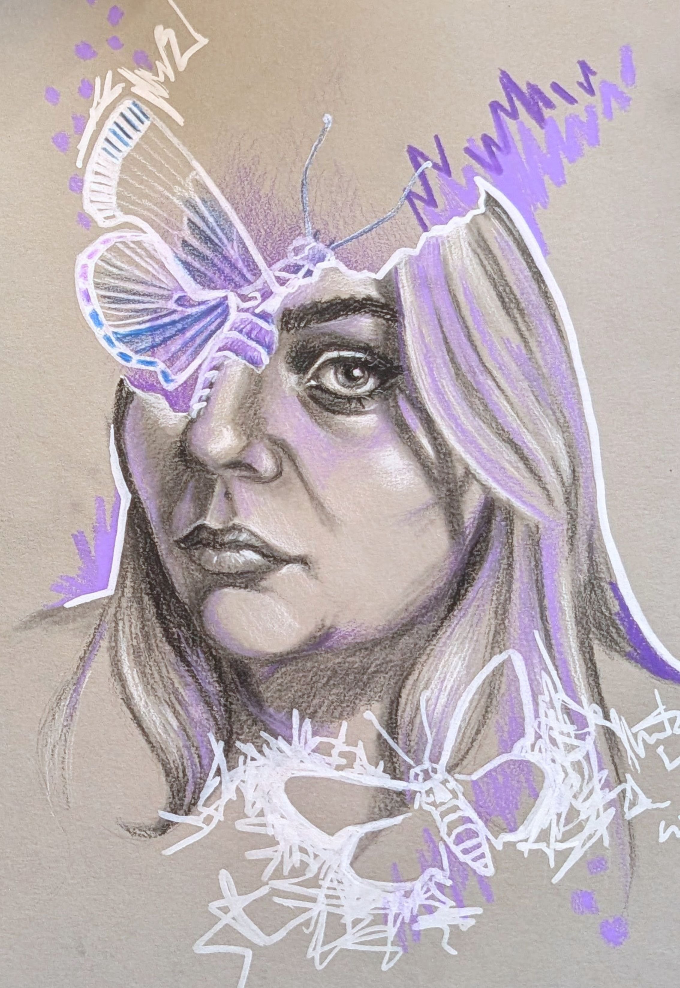 Moth, 2025, Mixed media drawing, A4