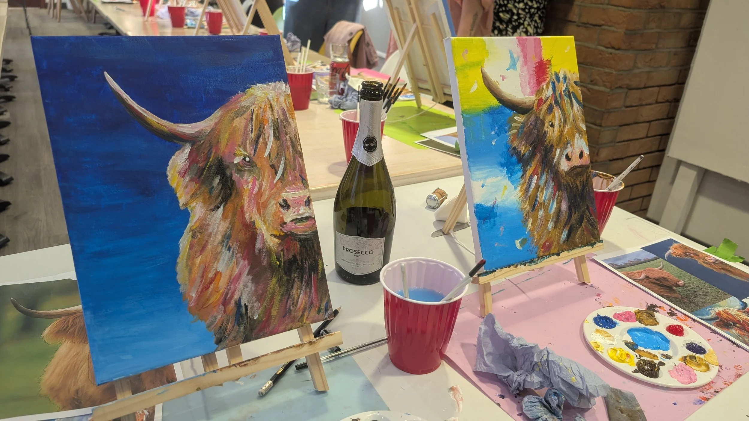 Sold out workshop a delight: Looking back at Friday’s Highland Cow Sip &amp; Paint