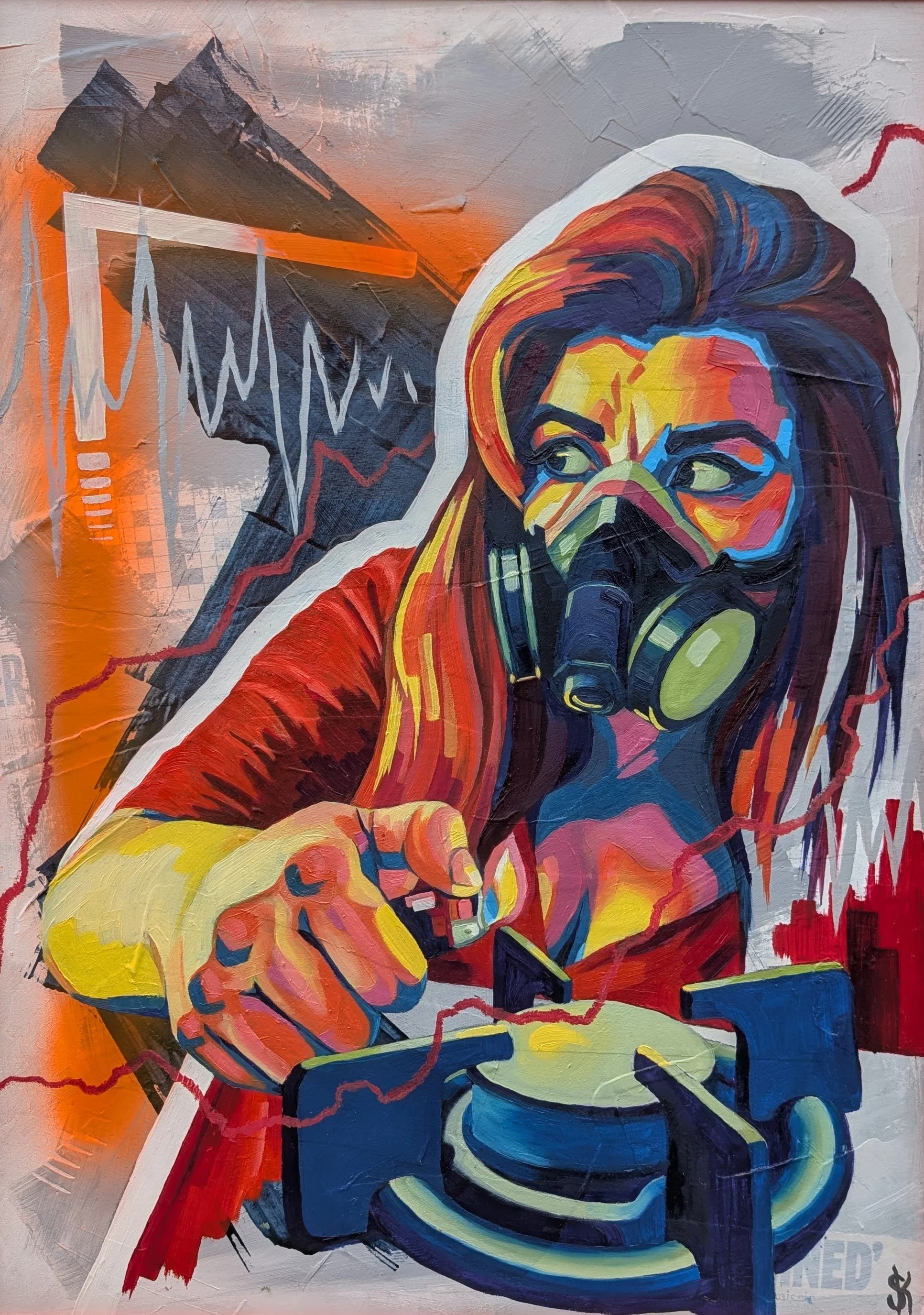 Cooking with Gas,  2025, mixed media on board, 44 x 62 x 2cm