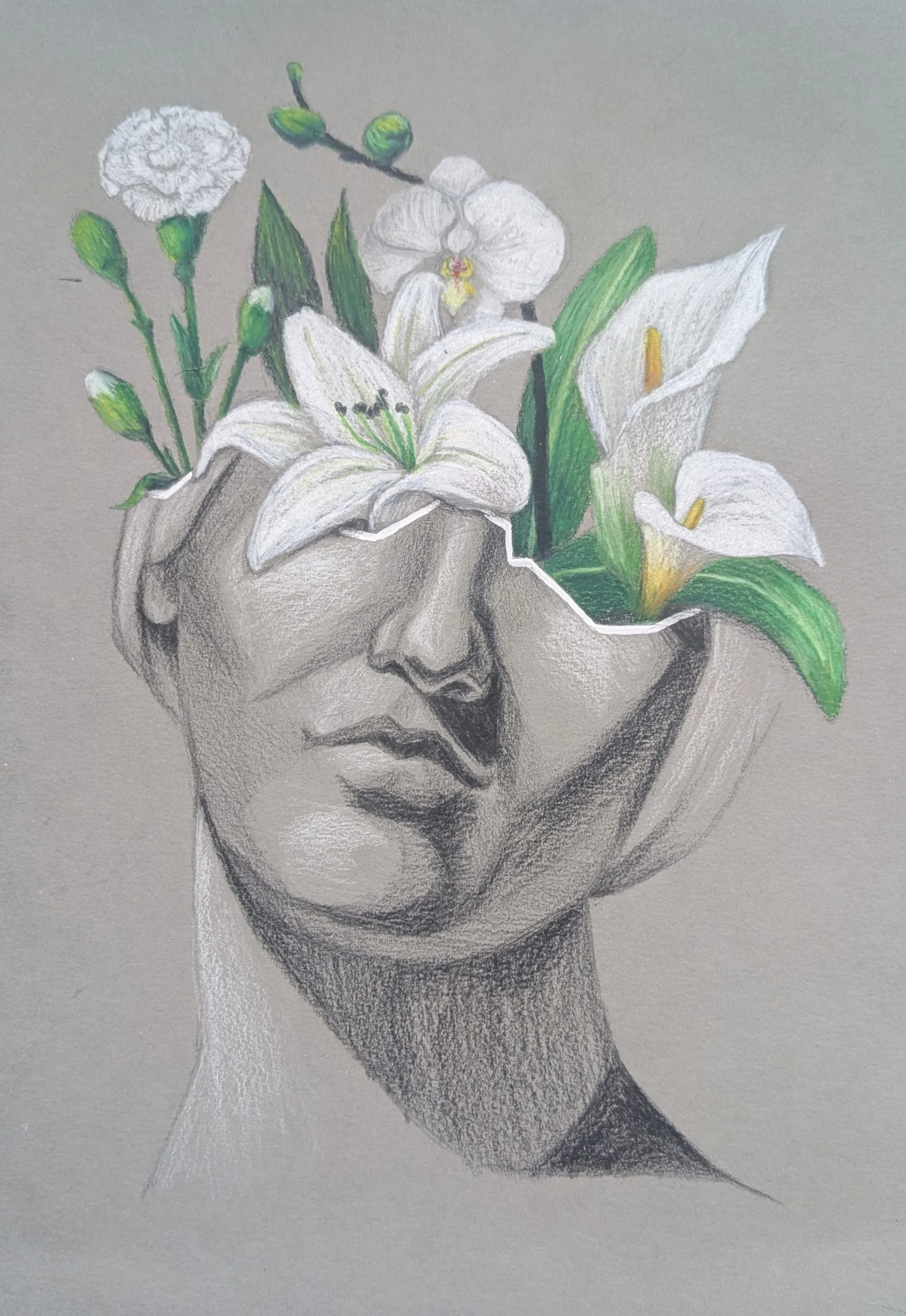 Ginevra's Bouquet, 2025, Mixed media drawing, A4