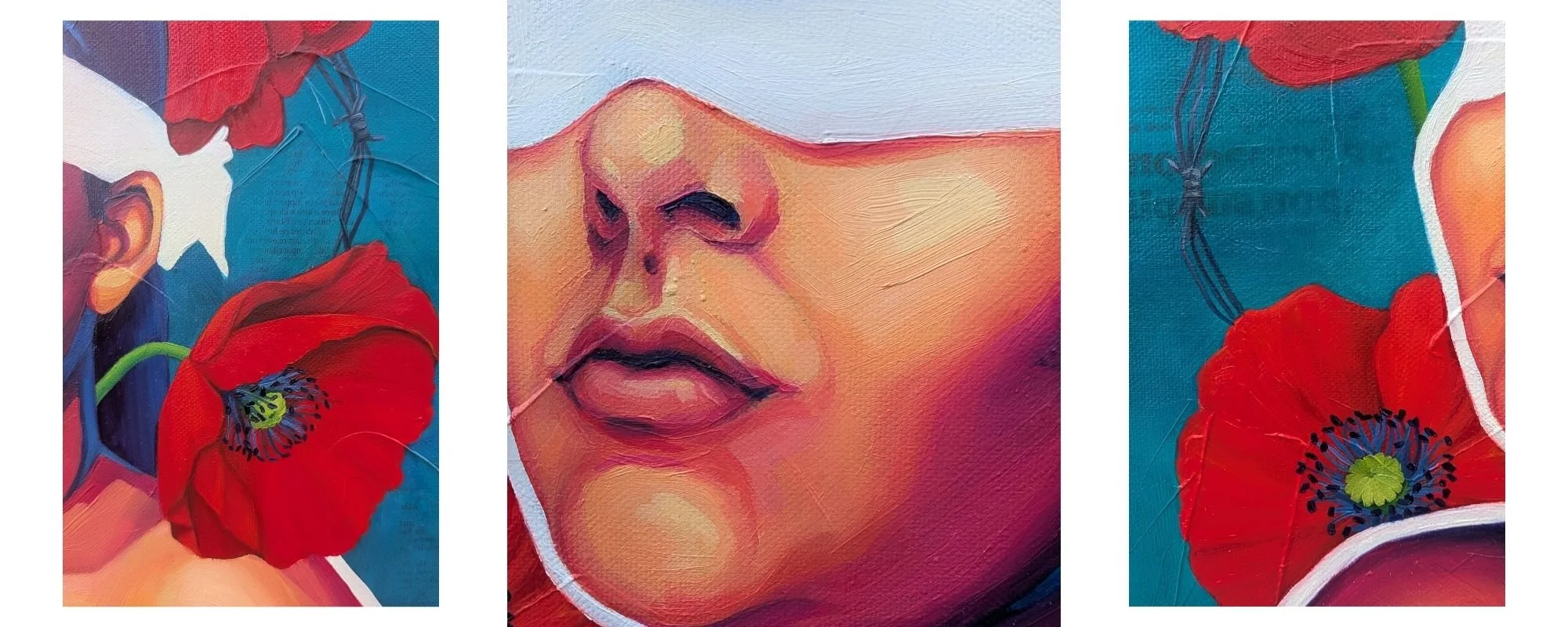 Close up images of anti war portrait painting The Persistence of Hope by Sam B. Kennedy