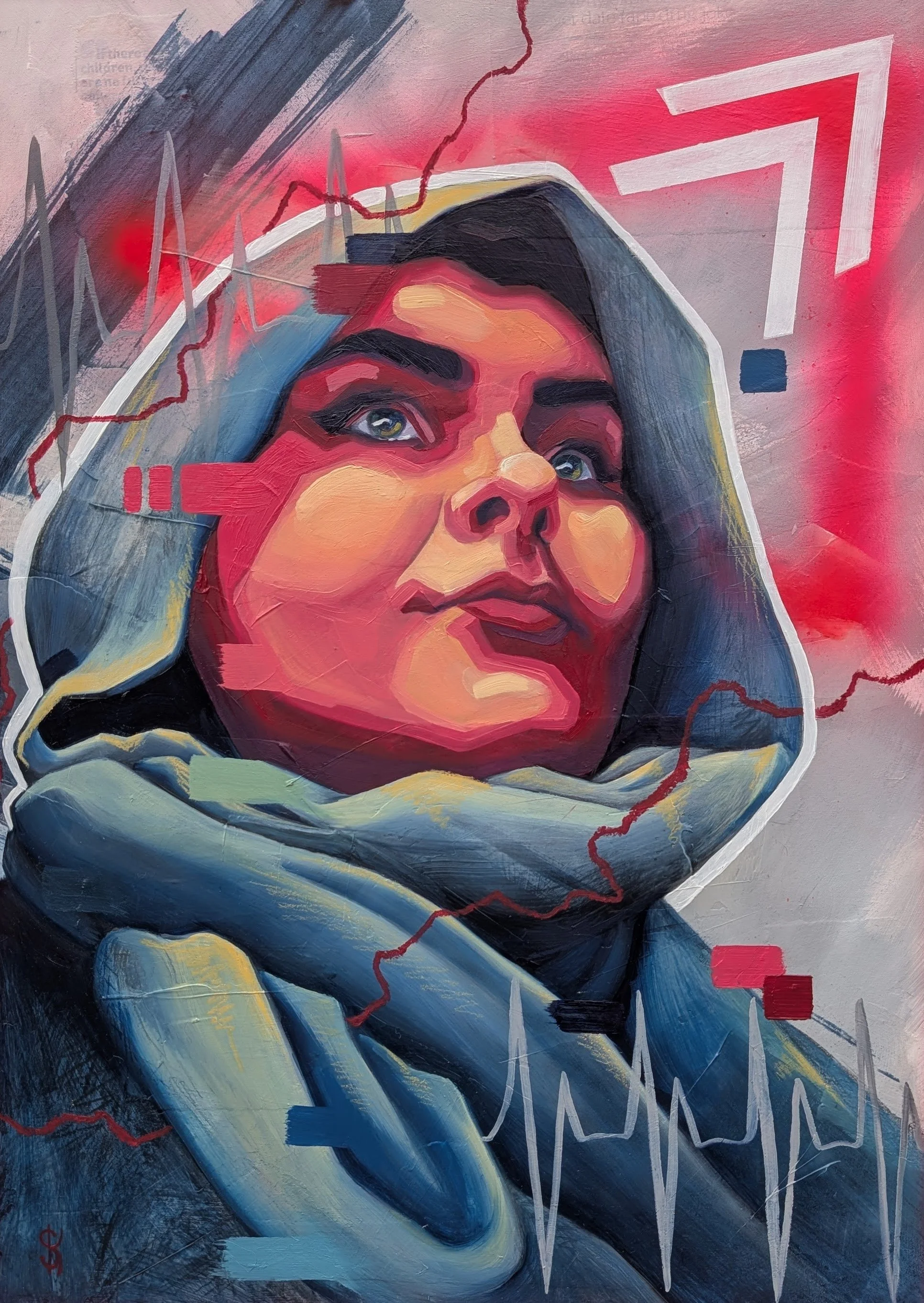 Onward,  2025, mixed media on board, 44 x 62 x 2cm