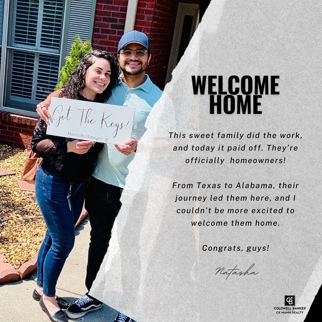 Helping Another Family Call Huntsville Home 🏡✨

From 🇵🇷 ➡️ TX ➡️ to&nbsp;Huntsville 🚀,&nbsp;their journey led them here, and I couldn&rsquo;t be more excited to welcome them home.

Congrats, guys!

Natasha Langford
Coldwell Banker CK Mann
📲 678.