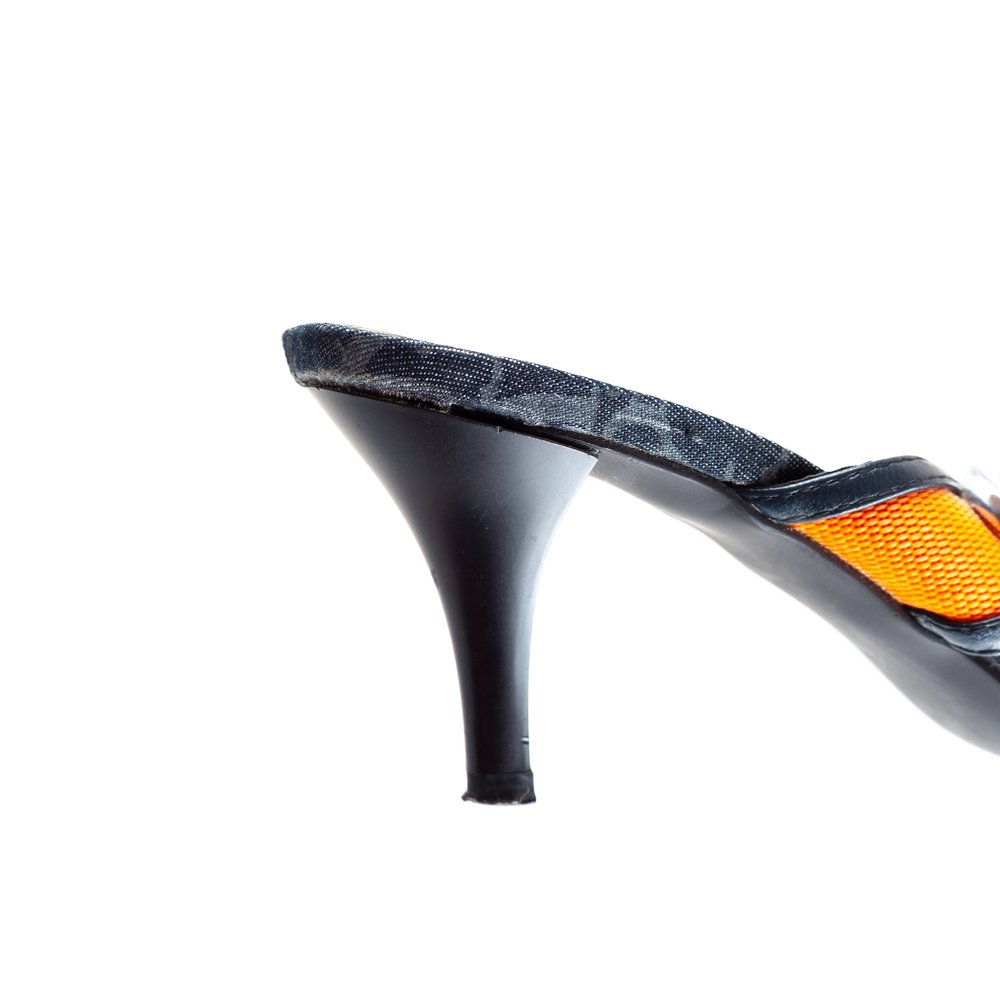Christian Dior “Remove Before Flight” Monogram Denim Heels