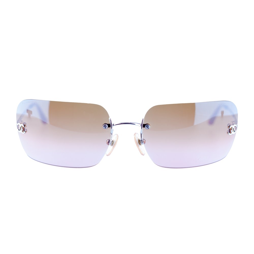 Chanel 4017 CC Logo Rimless Brown & Magenta Gradient Sunglasses — Voodoo  Warehouse