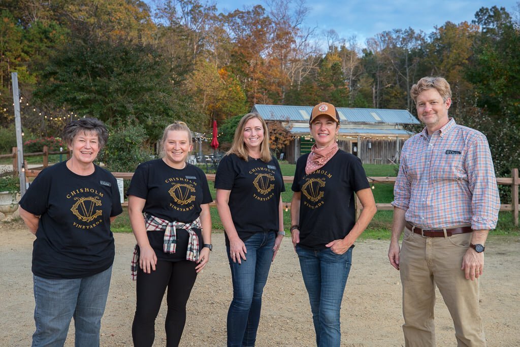 Lisa (Wine Club Customer Service Leader), Courtney (Marketing), Carol (Inventory Manager, Andrea & Chris (Tasting Room Manager)