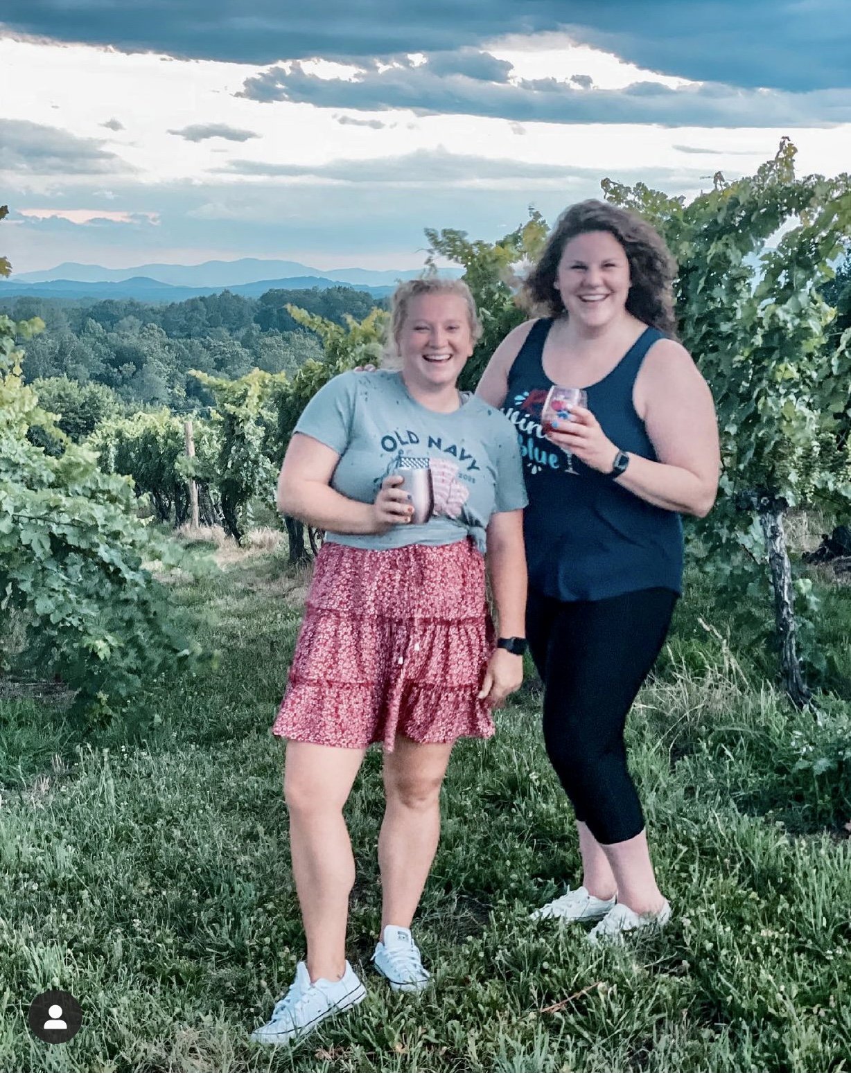 Courtney and Becca in the vines