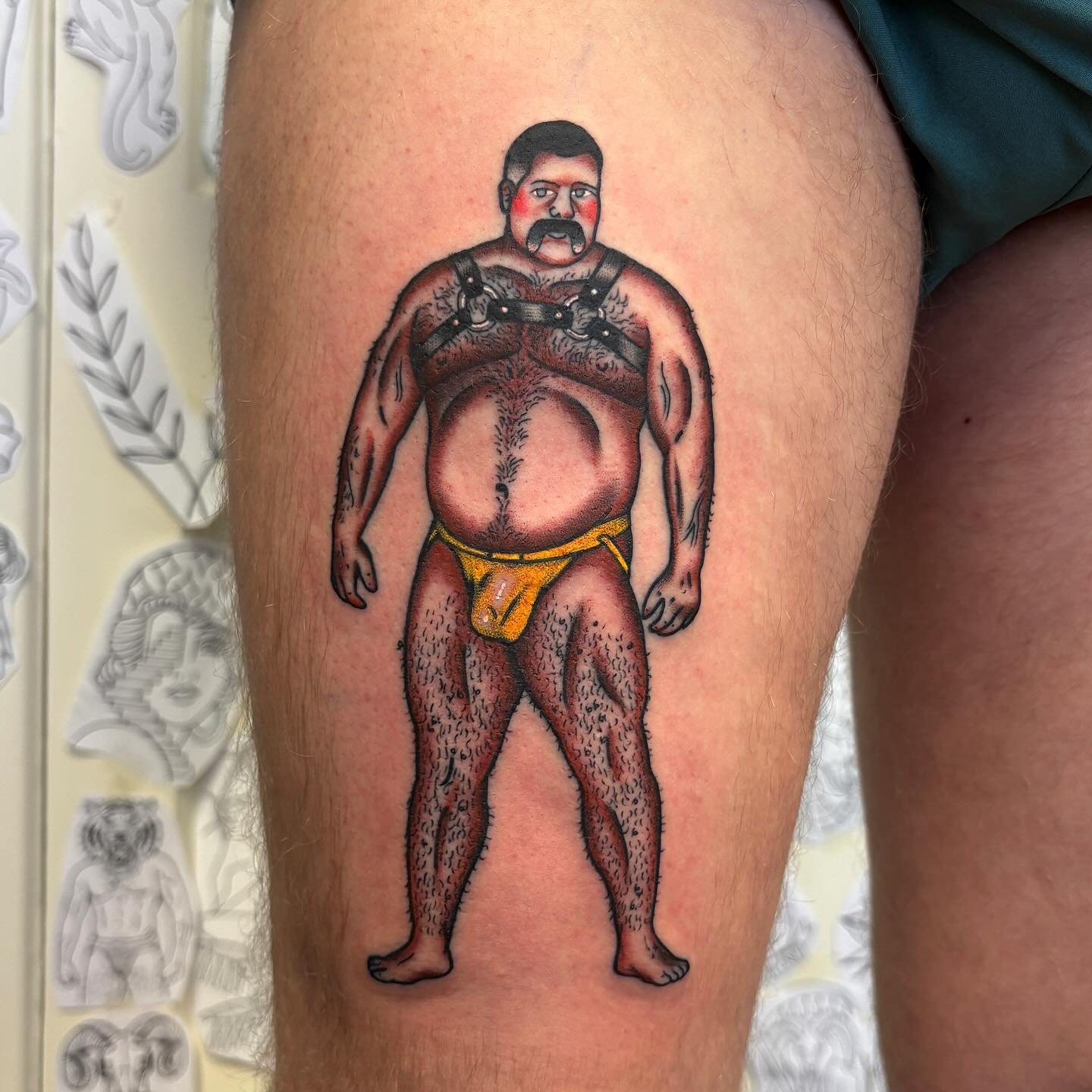 Latino daddy for Rob! Thanks so much!! Done @secretdoor_studio  #tattoo #tattoos #tattooed #tattooing #qttr #queertattooer #oldworkers #oldschool #oldschooltattoo #tradworkers #traditionaltattoo #gerfertattoo #dublin #daddy #latinomen #latinogay
Than