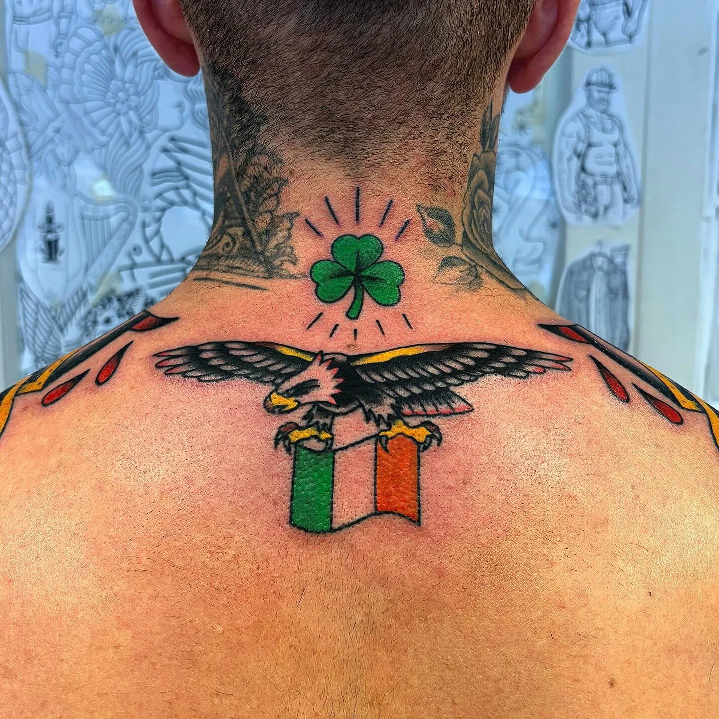 🇮🇪 🙏 done @secretdoor_studio DM to book #tattoo #traditionaltattoo #irishtattoo #gerfertattoo #oldschooltattoo