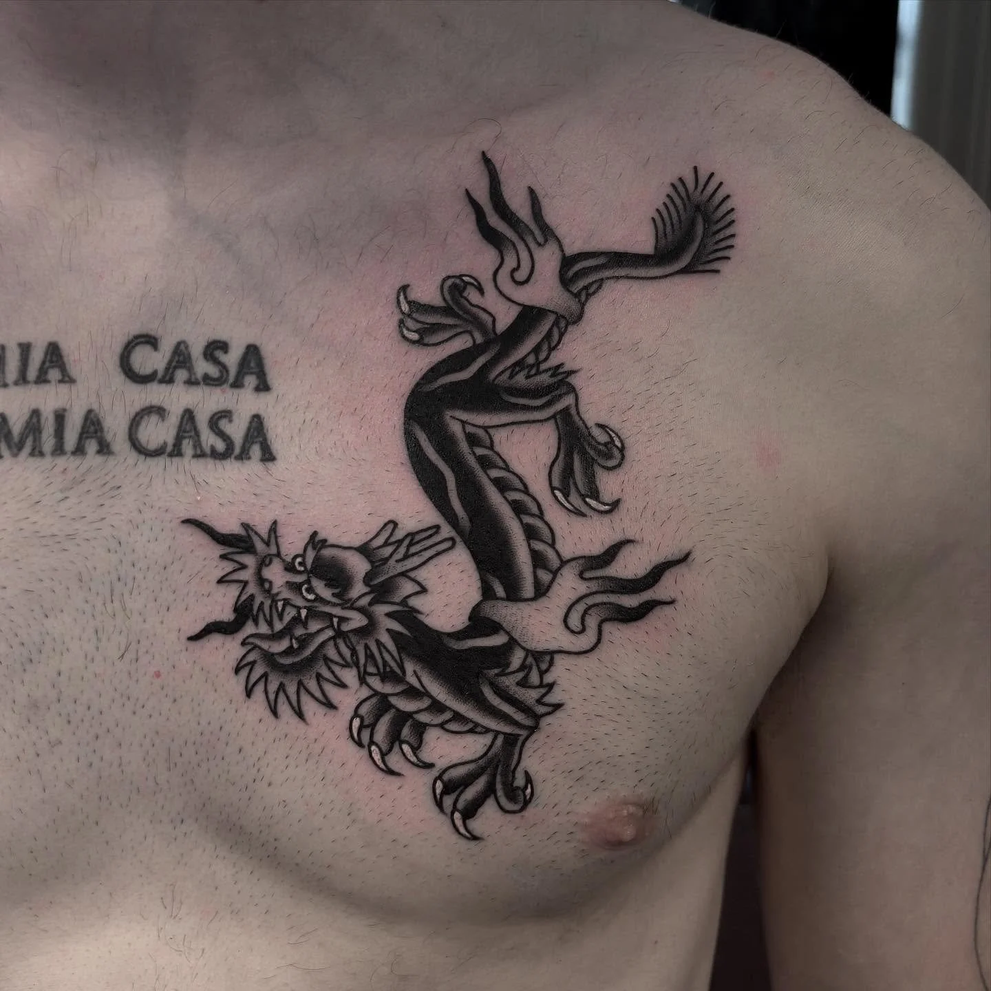 Thanks James! Done @secretdoor_studio #tattoo #dragontattoo #oldschooltattoo #gerfertattoo #dublin