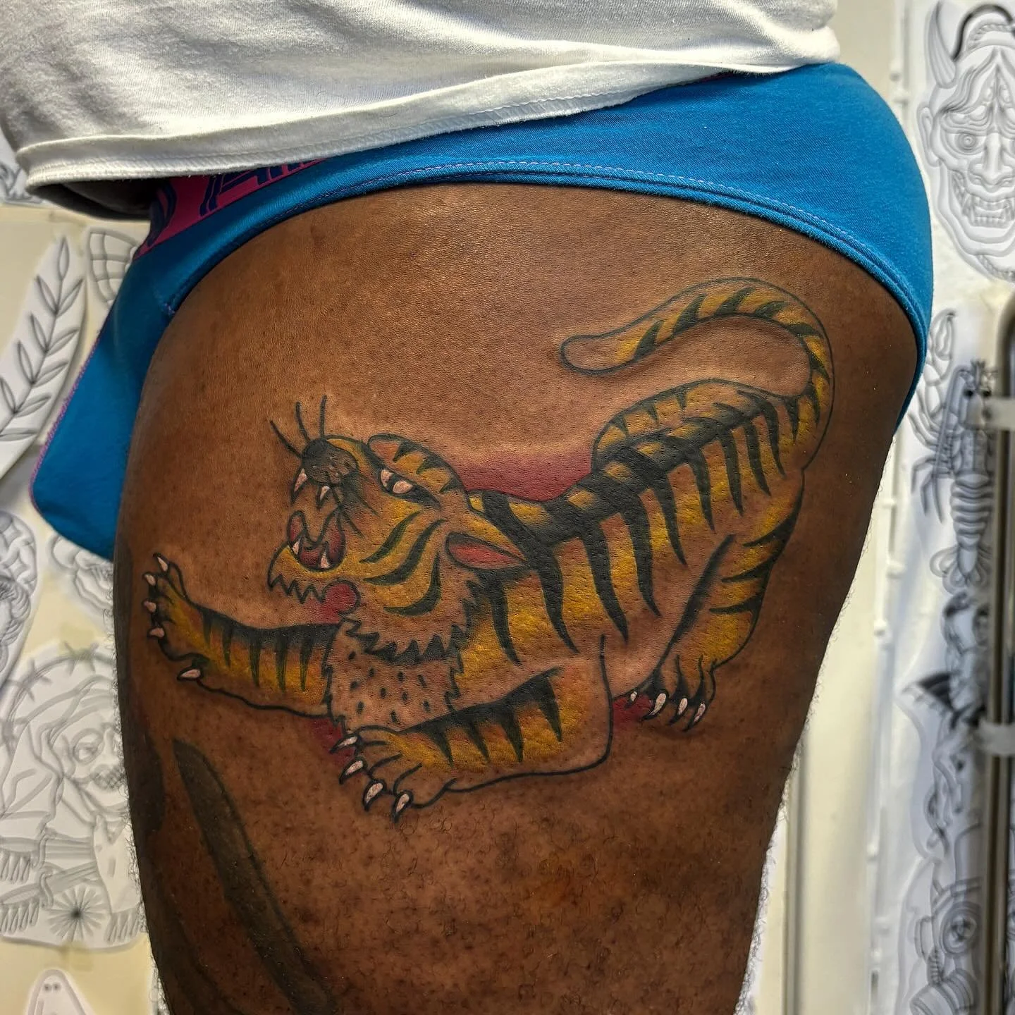 Thanks Vlad! Done @secretdoor_studio #tattoo #tigertattoo #dublin #gerfertattoo #oldschooltattoo #traditionaltattoo