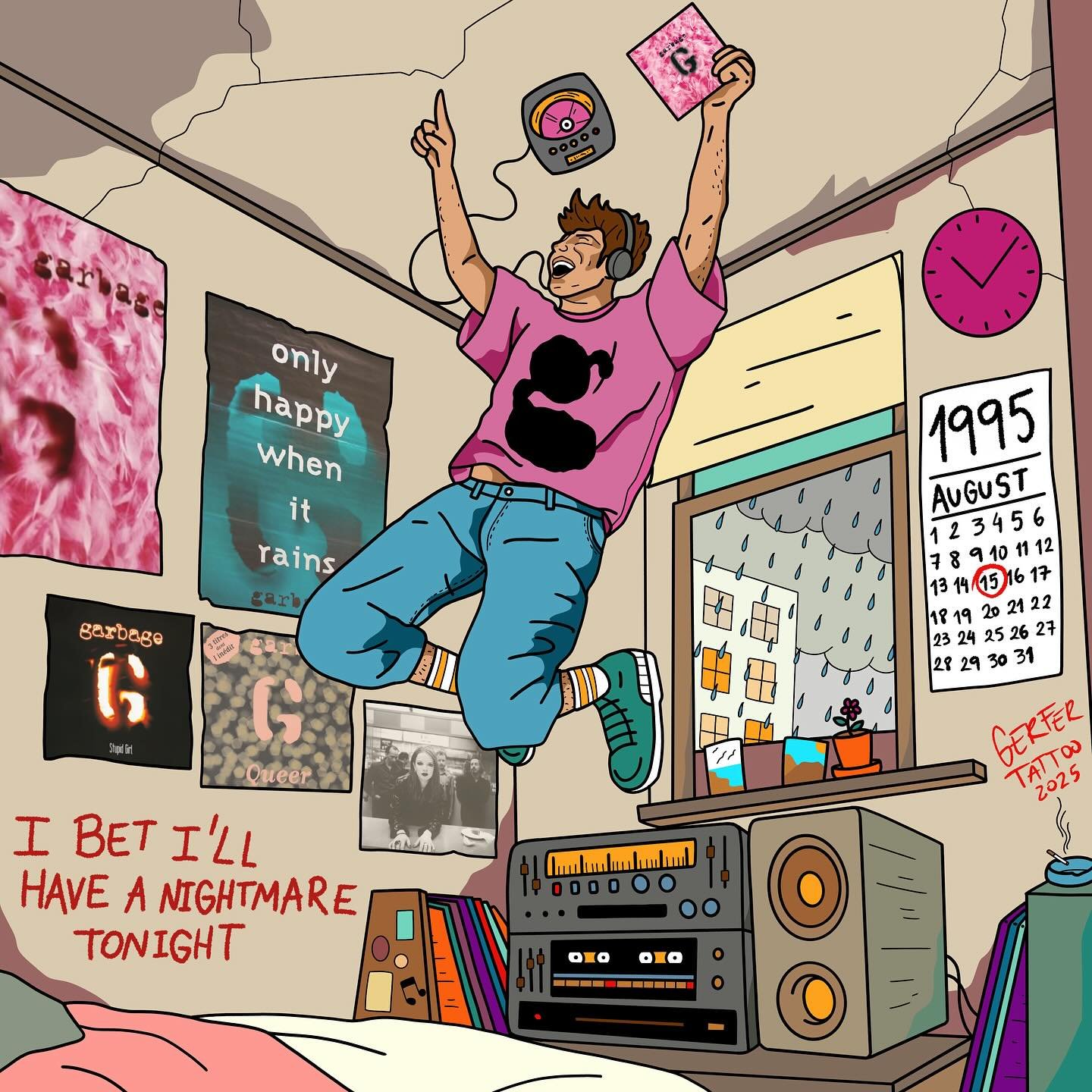 30 years ago the album that changed my life came out!!! Go and give it a listen!!! @garbage 🥹🥹🥹😍😍😍 here a little illustration I did 🫶 #garbage #garbageband #anniversary #30yearsqueer #shirleymanson #gerfertattoo