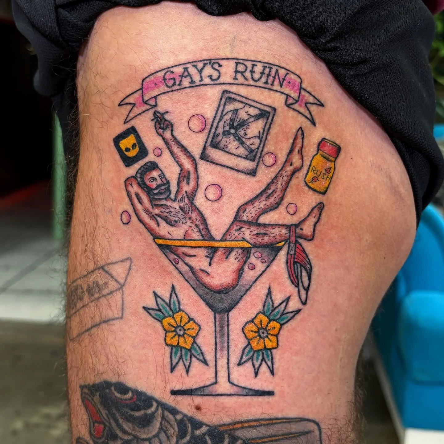 Gay&rsquo;s Ruin 🫶 for the lovely @mrtnbtz done @unterderhandberlin #gay #gaytattoo #gaysruin #grindr #rush #rushofficial #gerfertattoo #berlin #queer #folsom #folsomberlin #folsom2025