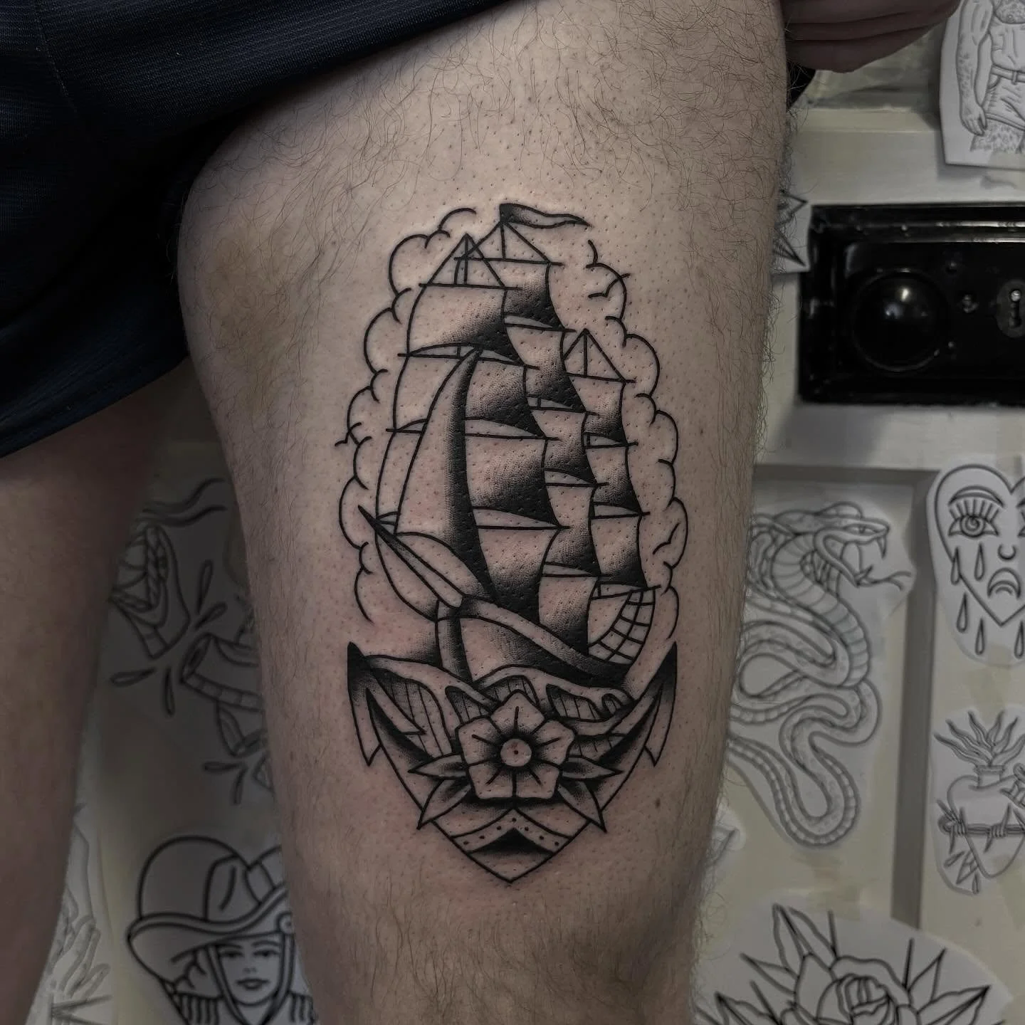 Thanks so much Frank!!!! Done @secretdoor_studio 🤘🫶🙌 #tattoo #gerfertattoo #oldschooltattoo #traditionaltattoo