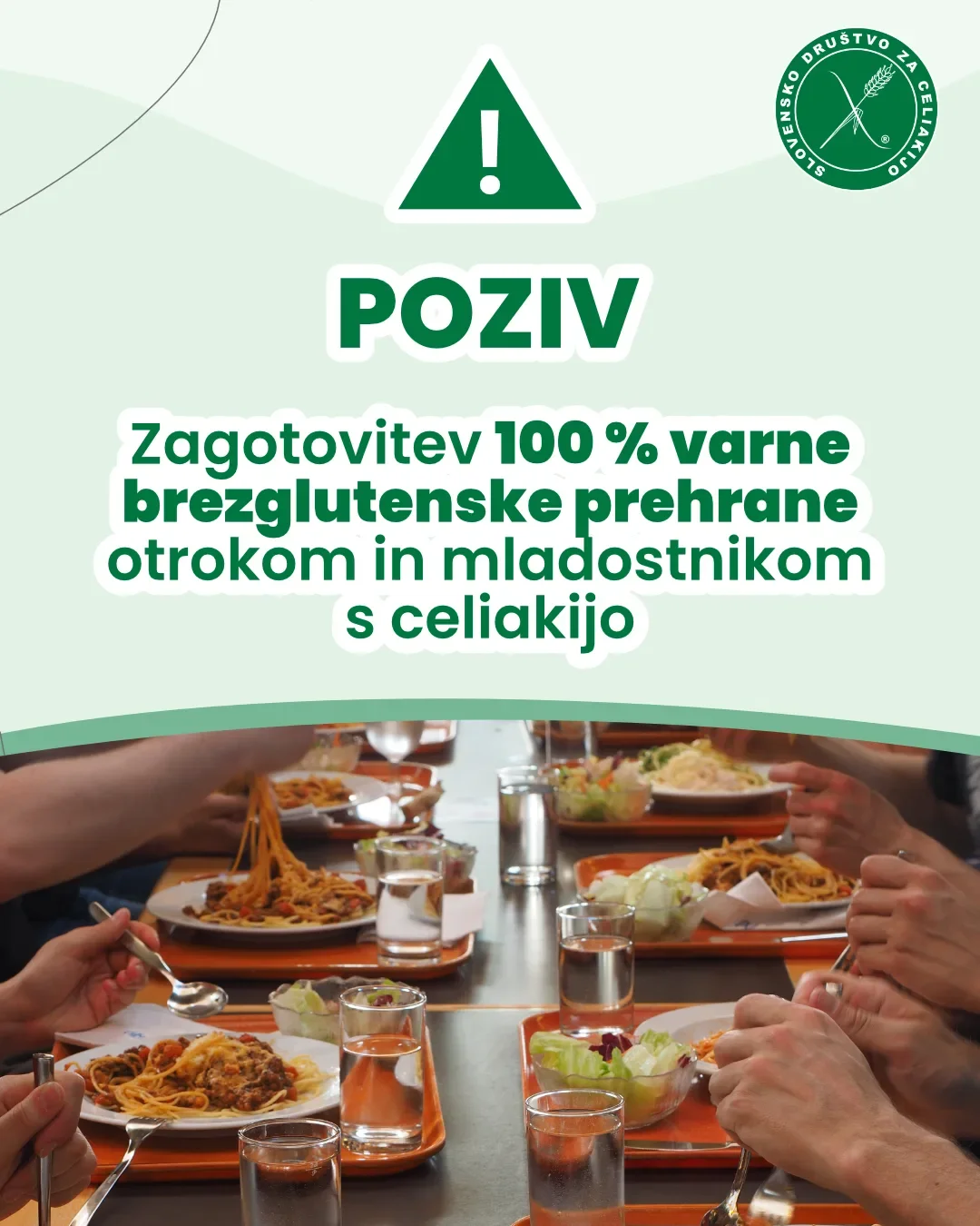 Otrokom in mladostnikom s celiakijo je treba zagotoviti 100 % varno brezglutensko prehrano