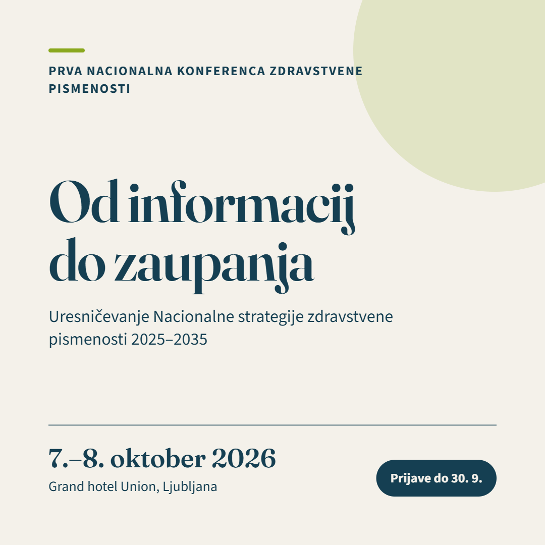 Prva nacionalna konferenca zdravstvene pismenosti: Od informacij do zaupanja