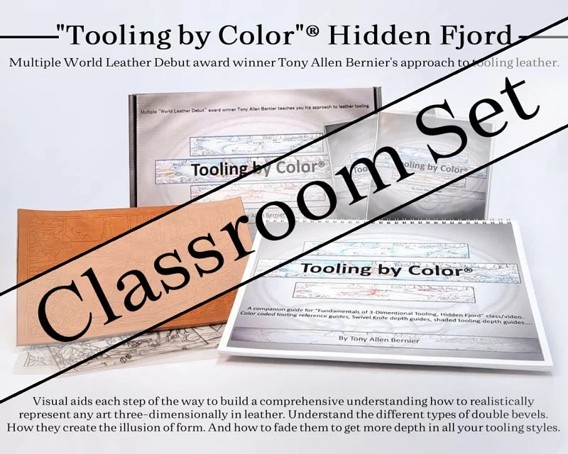 Classroom set for leather tooling lessons.