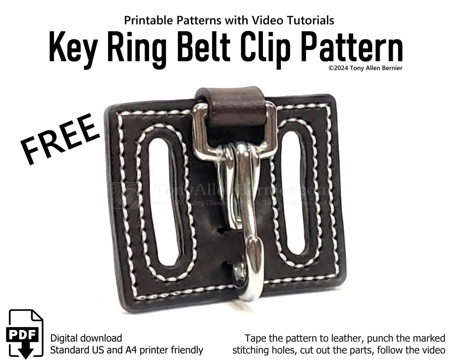 Leather key clip tutorial and free pattern — Tony Allen Bernier