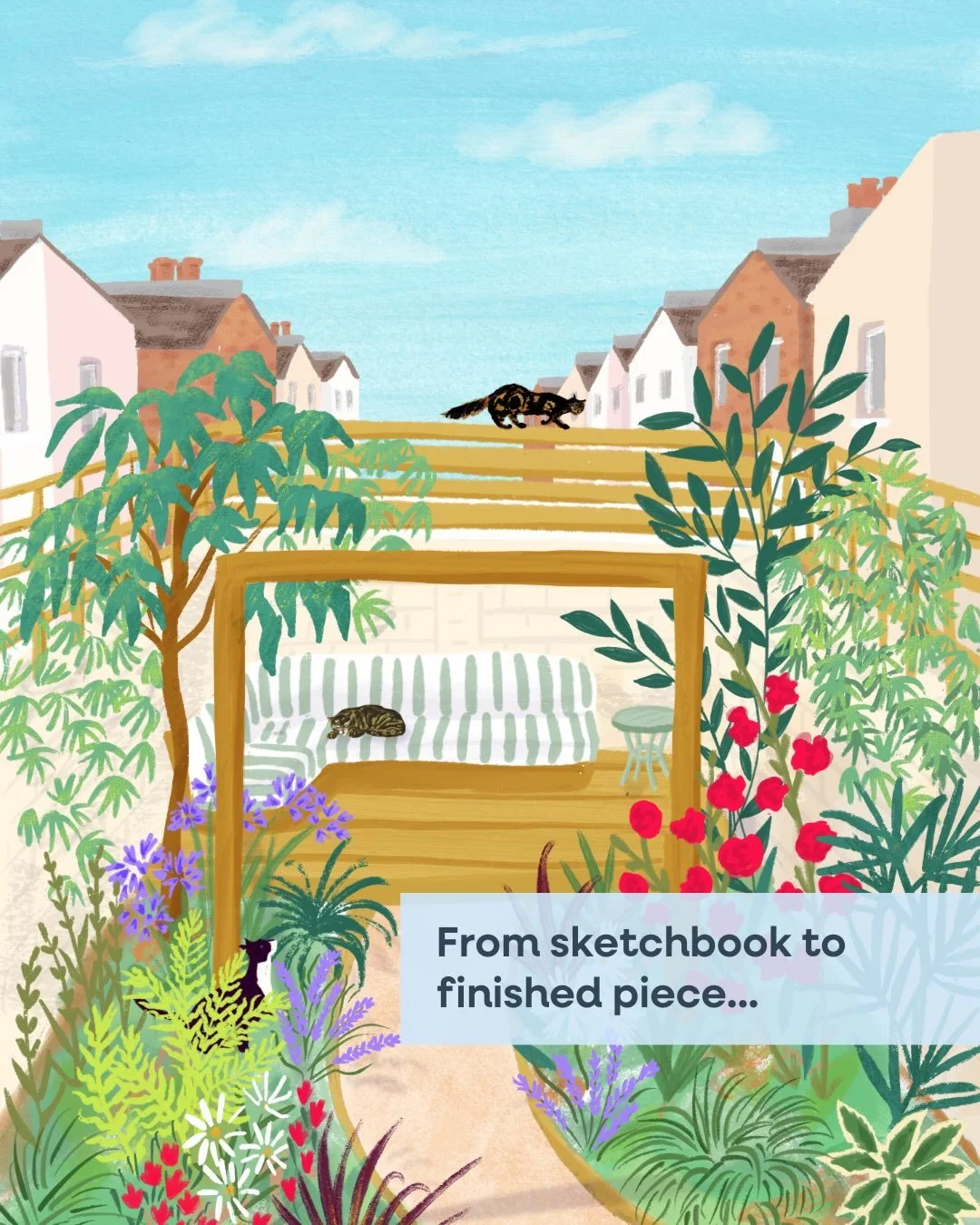Taking inspiration from what&rsquo;s around me&hellip; the current reality is that my garden is more of a dry patch of grass with some overgrown plants around the side, so this is an aspirational take!