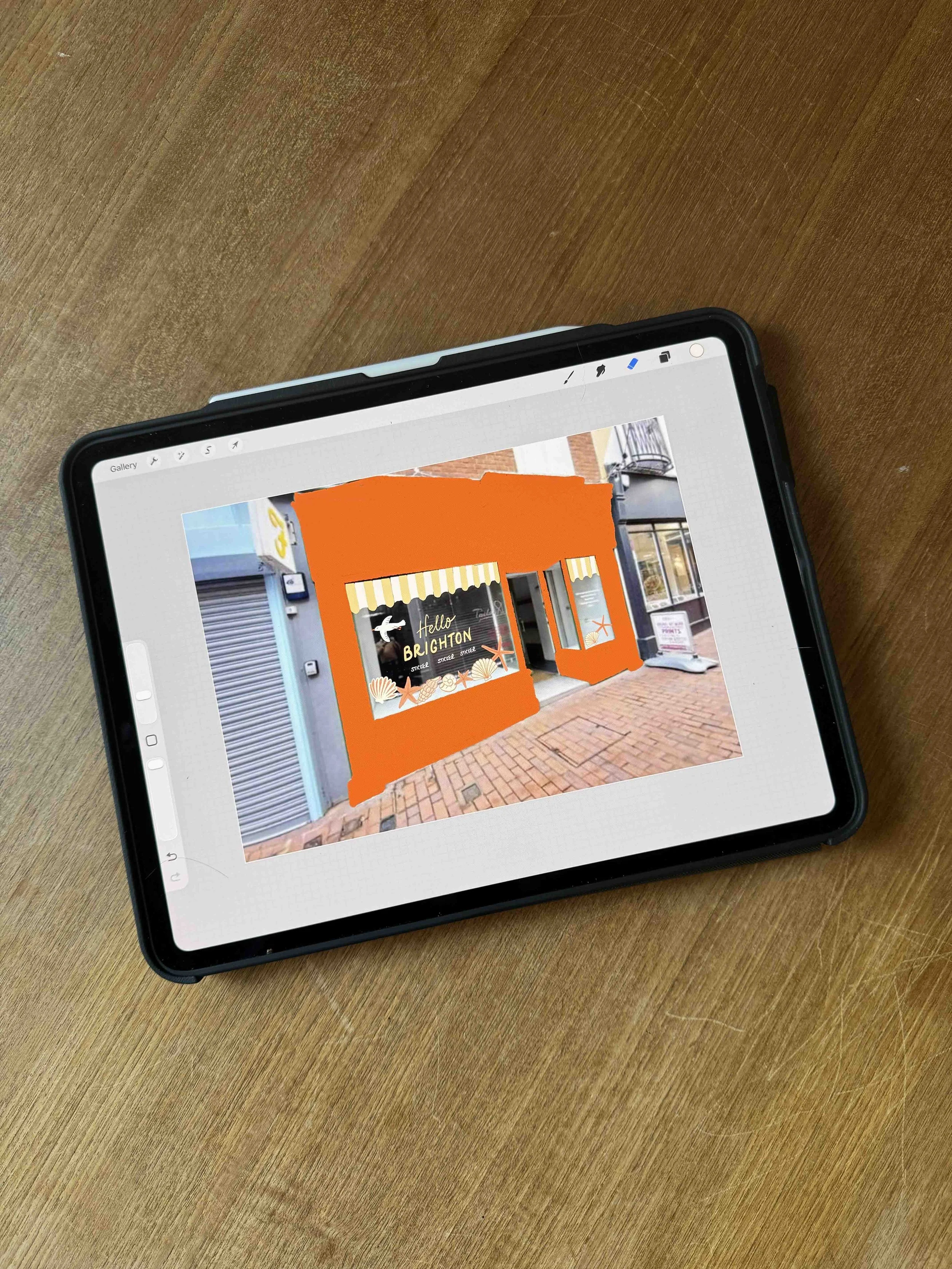 Mock up of a window art design on an ipad