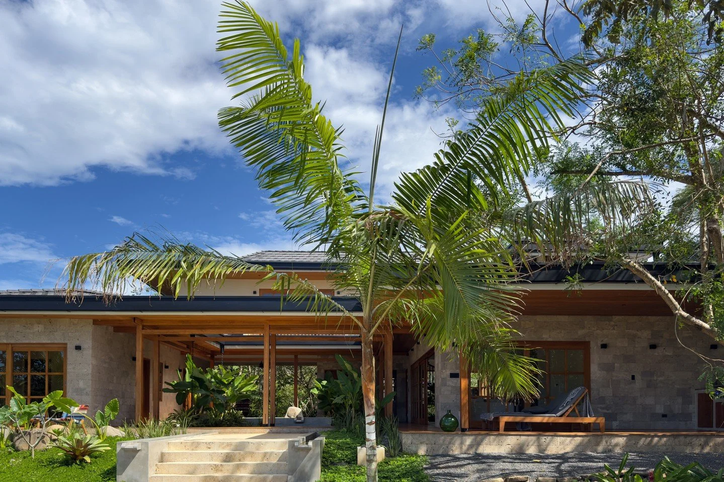 Casa Milagros in Nosara is nearly nearly complete and looking lovely. Recycled ocean plastic roof tiles, natural stone wall cladding, continuous running water features, exposed timber structures, complete bespoke joinery packages, floors, tiles, it i