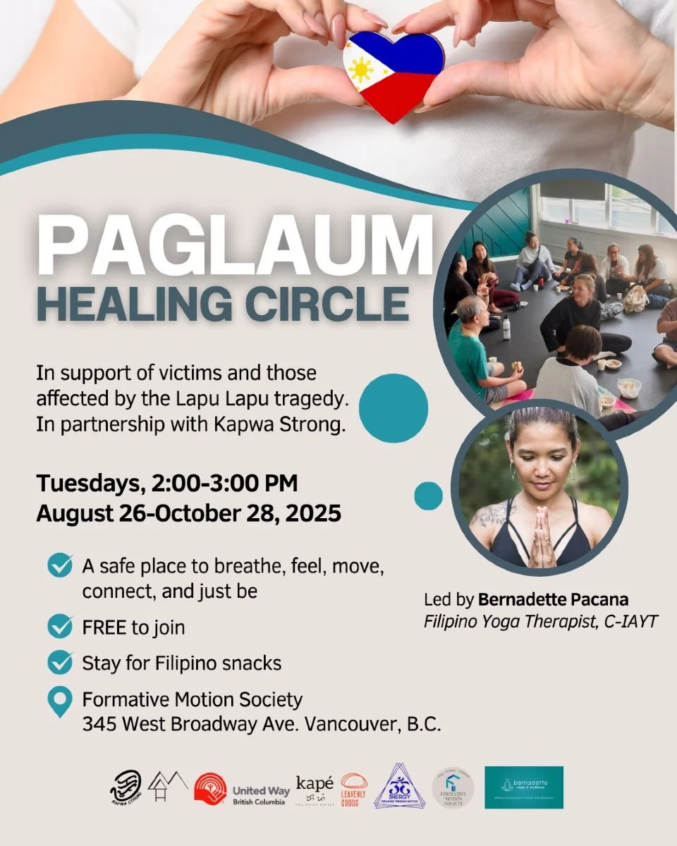 โจ ๐๐๐๐๐๐ค๐ Healing Series ๐ซ
Weekly Healing Circle + FREE 1-on-1 Yoga Therapy
An invitation to breathe, feel, move, connect—and begin again in community care. This series supports those impacted by the Lapu Lapu Festival tragedy through