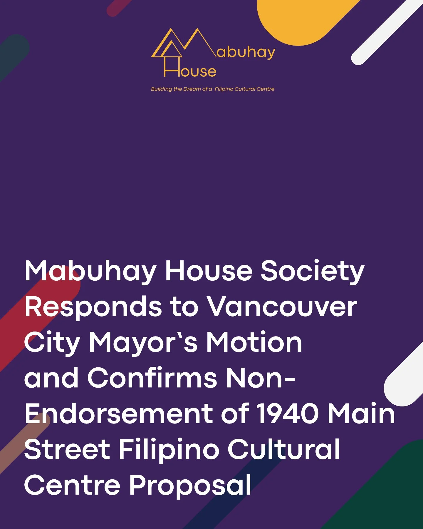 𝗠𝗮𝗯𝘂𝗵𝗮𝘆 𝗛𝗼𝘂𝘀𝗲 𝗦𝗼𝗰𝗶𝗲𝘁𝘆 𝗥𝗲𝘀𝗽𝗼𝗻𝗱𝘀 𝘁𝗼 𝗩𝗮𝗻𝗰𝗼𝘂𝘃𝗲𝗿 𝗖𝗶𝘁𝘆 𝗠𝗮𝘆𝗼𝗿&rsquo;𝘀 𝗠𝗼𝘁𝗶𝗼𝗻 𝗮𝗻𝗱 𝗖𝗼𝗻𝗳𝗶𝗿𝗺𝘀 𝗡𝗼𝗻-𝗘𝗻𝗱𝗼𝗿𝘀𝗲𝗺𝗲𝗻𝘁 𝗼𝗳 𝟭𝟵𝟰𝟬 𝗠𝗮𝗶𝗻 𝗦𝘁𝗿𝗲𝗲𝘁 𝗙𝗶𝗹𝗶𝗽𝗶𝗻𝗼 𝗖𝘂𝗹𝘁𝘂𝗿𝗮𝗹 𝗖