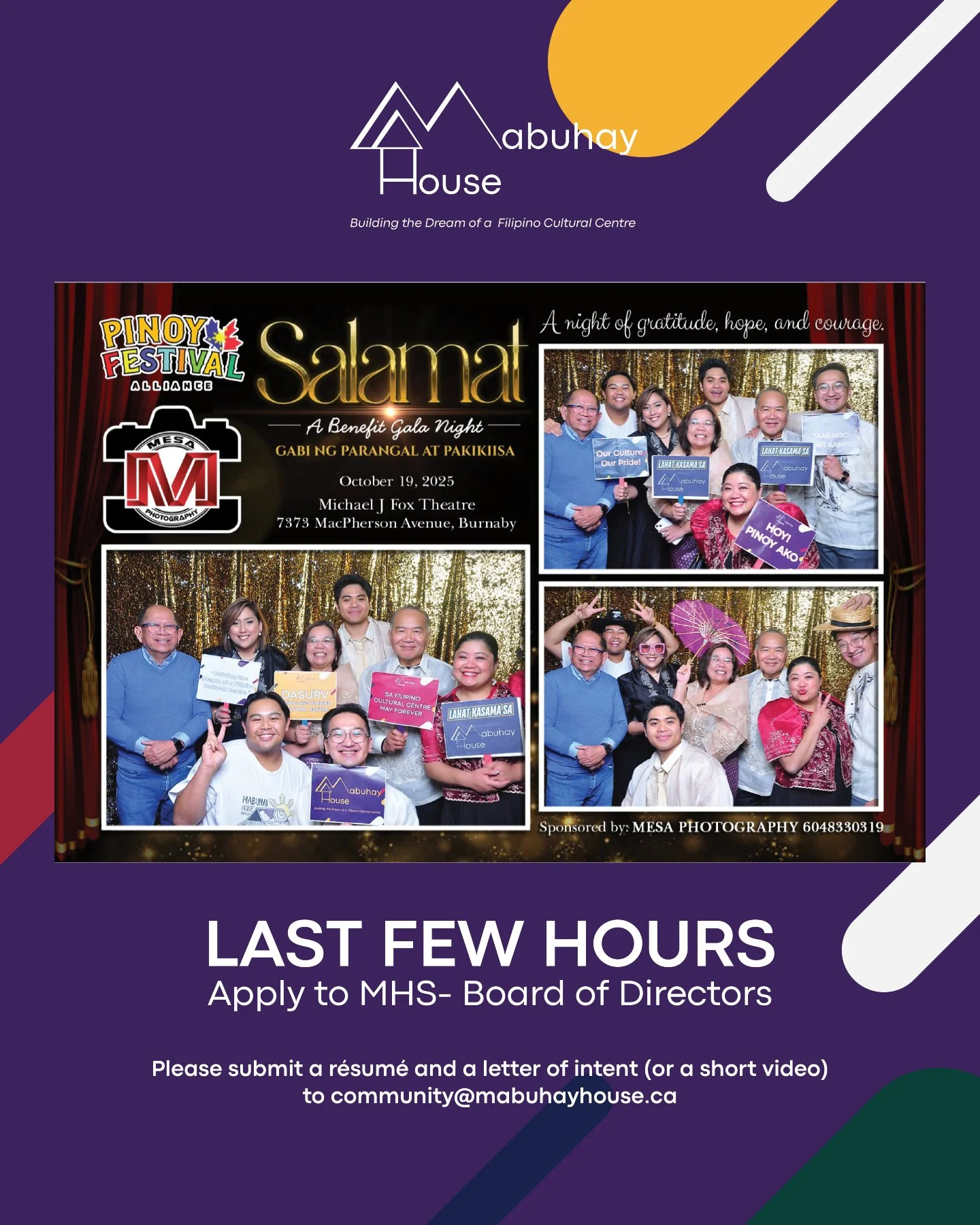 🚨 𝑳𝒂𝒔𝒕 𝑪𝒂𝒍𝒍 &mdash; 𝑶𝒏𝒍𝒚 𝒂 𝑭𝒆𝒘 𝑯𝒐𝒖𝒓𝒔 𝑳𝒆𝒇𝒕!

𝗠𝗮𝗴𝗶𝗻𝗴 𝗕𝗮𝗵𝗮𝗴𝗶 𝗻𝗴 𝗞𝗮𝘀𝗮𝘆𝘀𝗮𝘆𝗮𝗻, 𝗠𝗮𝗴𝗶𝗻𝗴 𝗕𝗮𝗵𝗮𝗴𝗶 𝗻𝗴 𝗞𝘂𝘄𝗲𝗻𝘁𝗼 &mdash;Submit your resume and Letter of Intent to join the Mabuhay House Society 