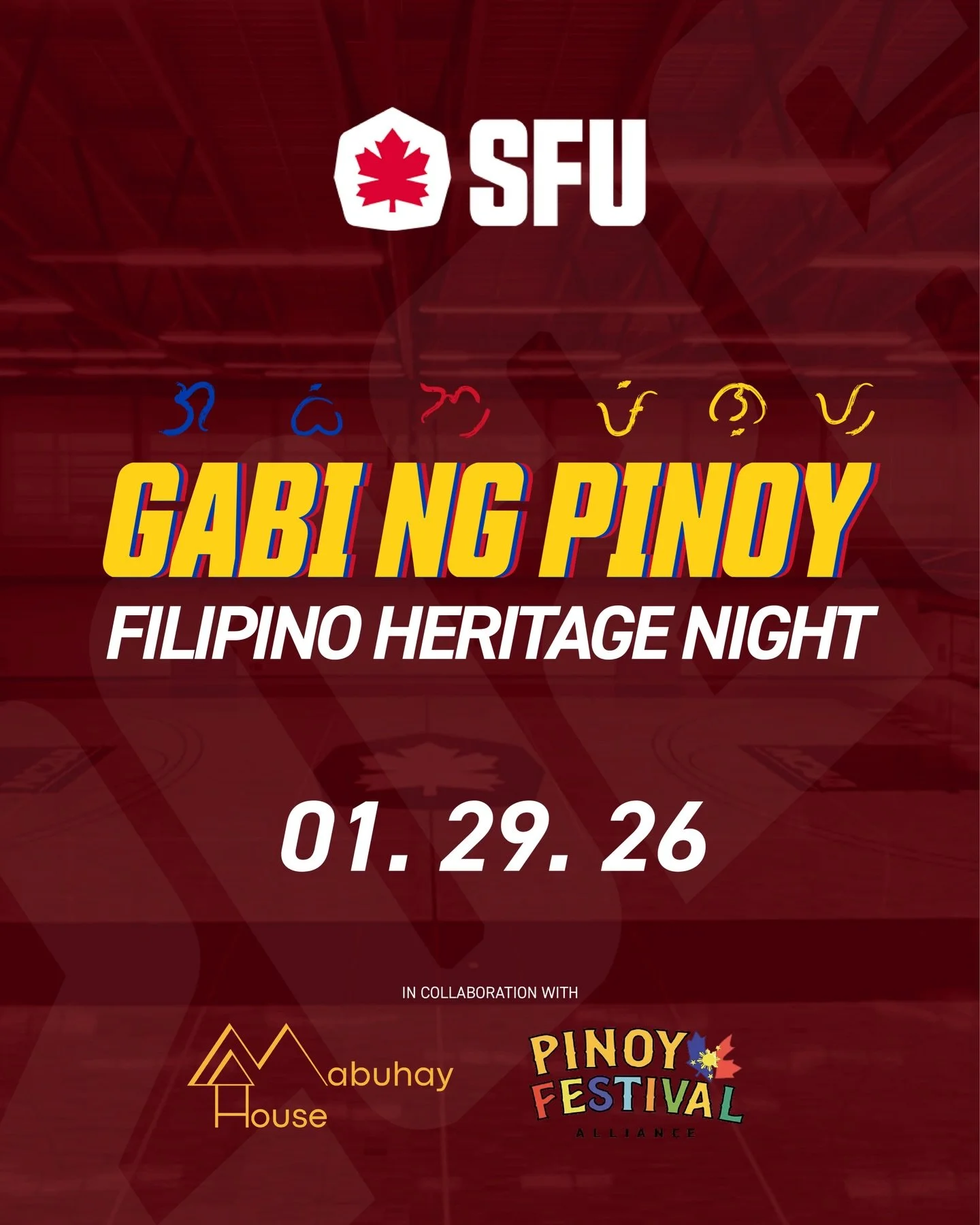 𝗨𝘆, 𝗣𝗶𝗹𝗶𝗽𝗶𝗻𝘀! 🇵🇭🏀

Mabuhay House Society, together with the Pinoy Festival Alliance and Simon Fraser University &mdash; Basketball Team, warmly invites you to an exciting evening of culture, community, and sport:

𝗚𝗔𝗕𝗜 𝗡𝗚 𝗣𝗜𝗡𝗢?
