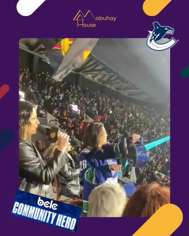 Another Community Champion Highlight 🌟

Mabuhay House Society is proud to congratulate our Director, Dr. Khristine Cari&ntilde;o, on being celebrated at the recent Vancouver @canucks s game at Rogers Arena on January 17.

Recognized as a @thebclc Co