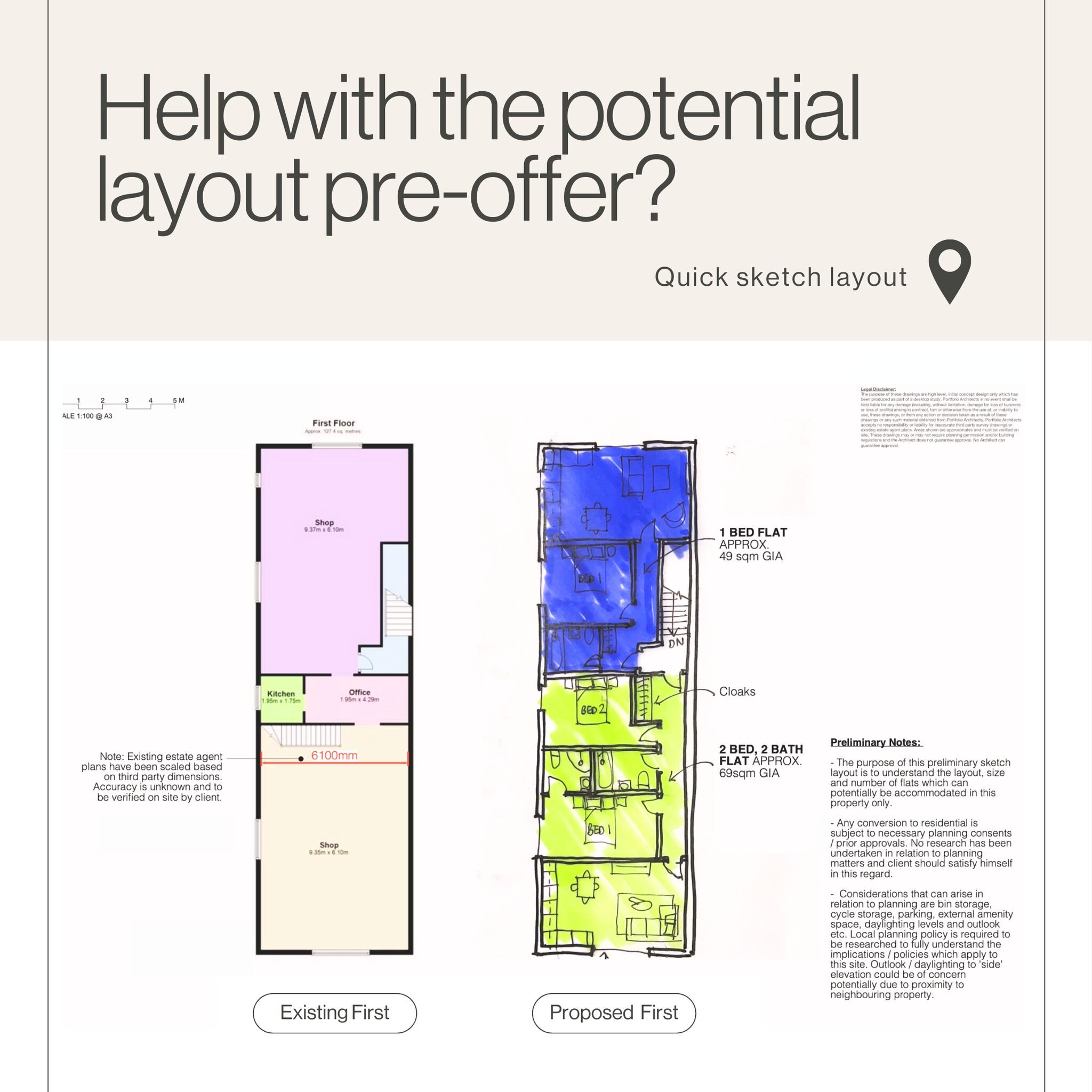 I hear you.. it can be tricky crunching your numbers into order to make an offer on a property without having any confidence of what you can 'get in' the property. And especially if you struggle with layouts yourself...

On flat conversion projects l