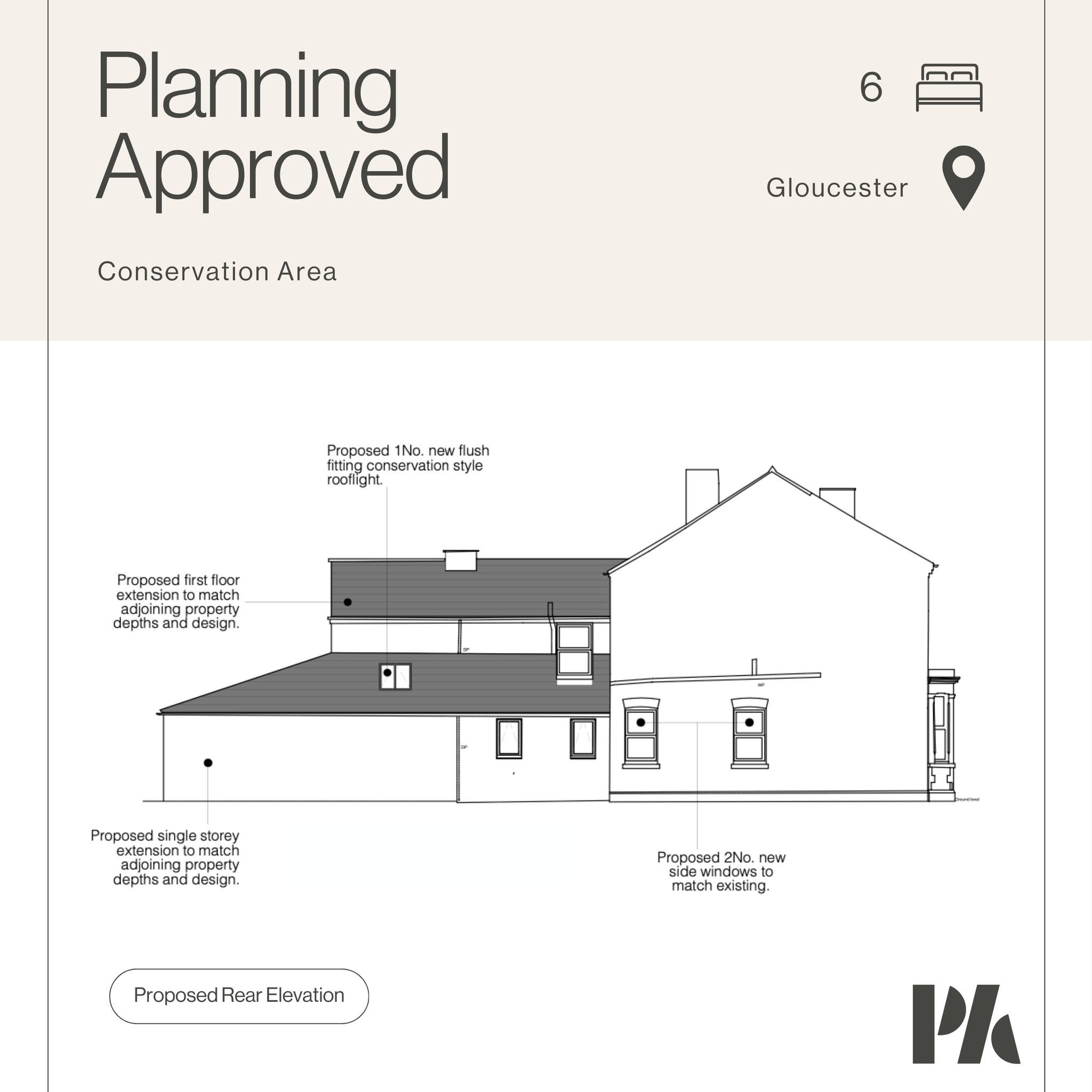 Planning approval in a CONSERVATION AREA 💥 

This project is a large rear wrap around ground floor extension AND a first floor outrigger extension to match the adjoining semi's first floor outrigger length. 

These extensions allow an existing 4 bed
