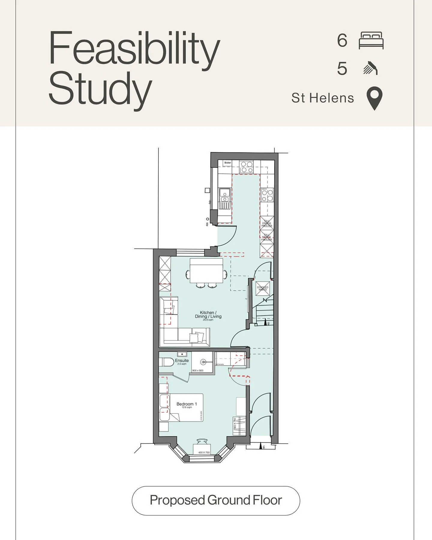 Here&rsquo;s one of the options in a recent design feasibility study for a 6 bed, 5 bath HMO in St Helens 💥

Even during the school holiday juggle 🤹&zwj;♀️, the projects don&rsquo;t stop! Excited to share more of what we&rsquo;ve been working on th