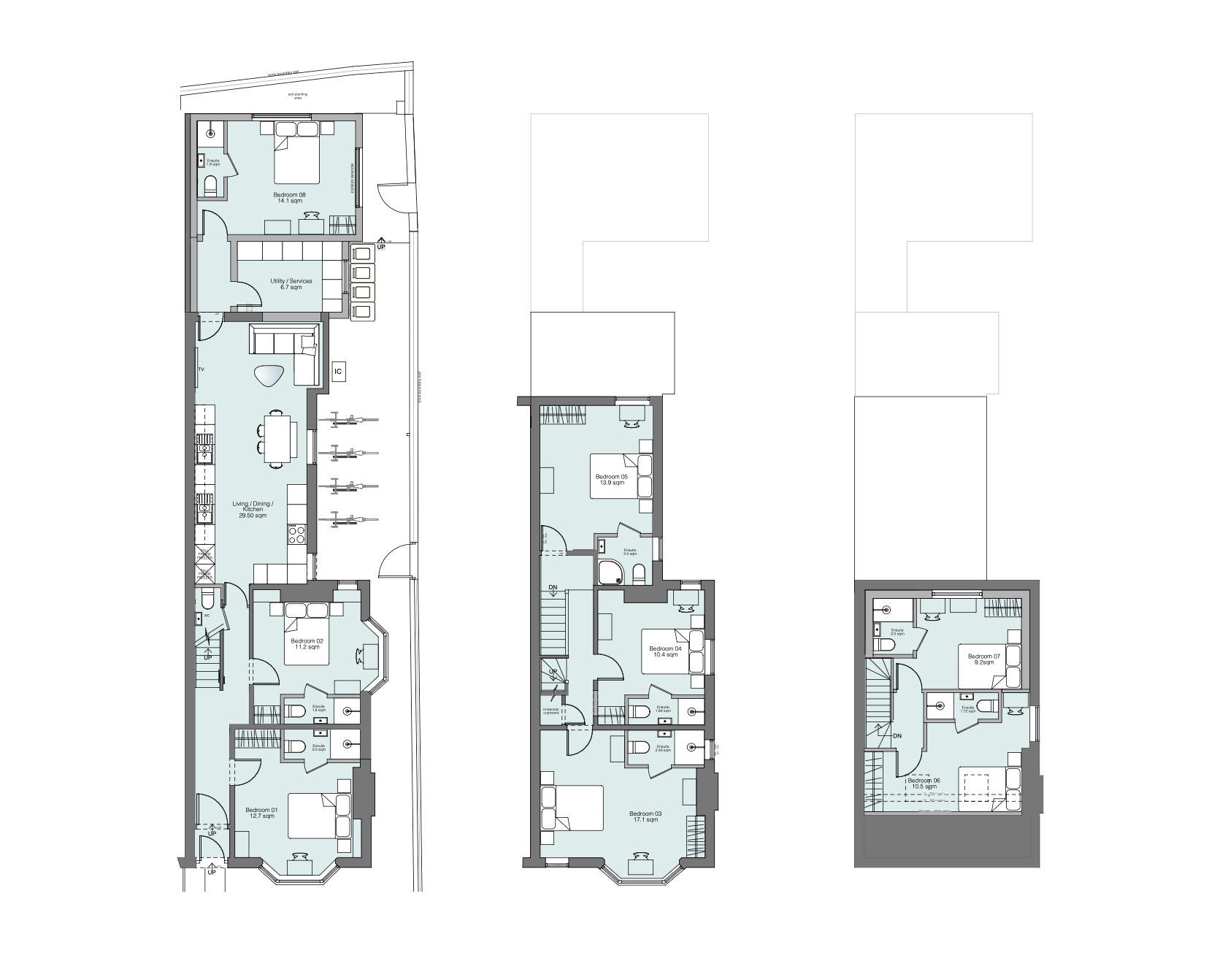 2 flats to 8 bed HMO coventry floor plans