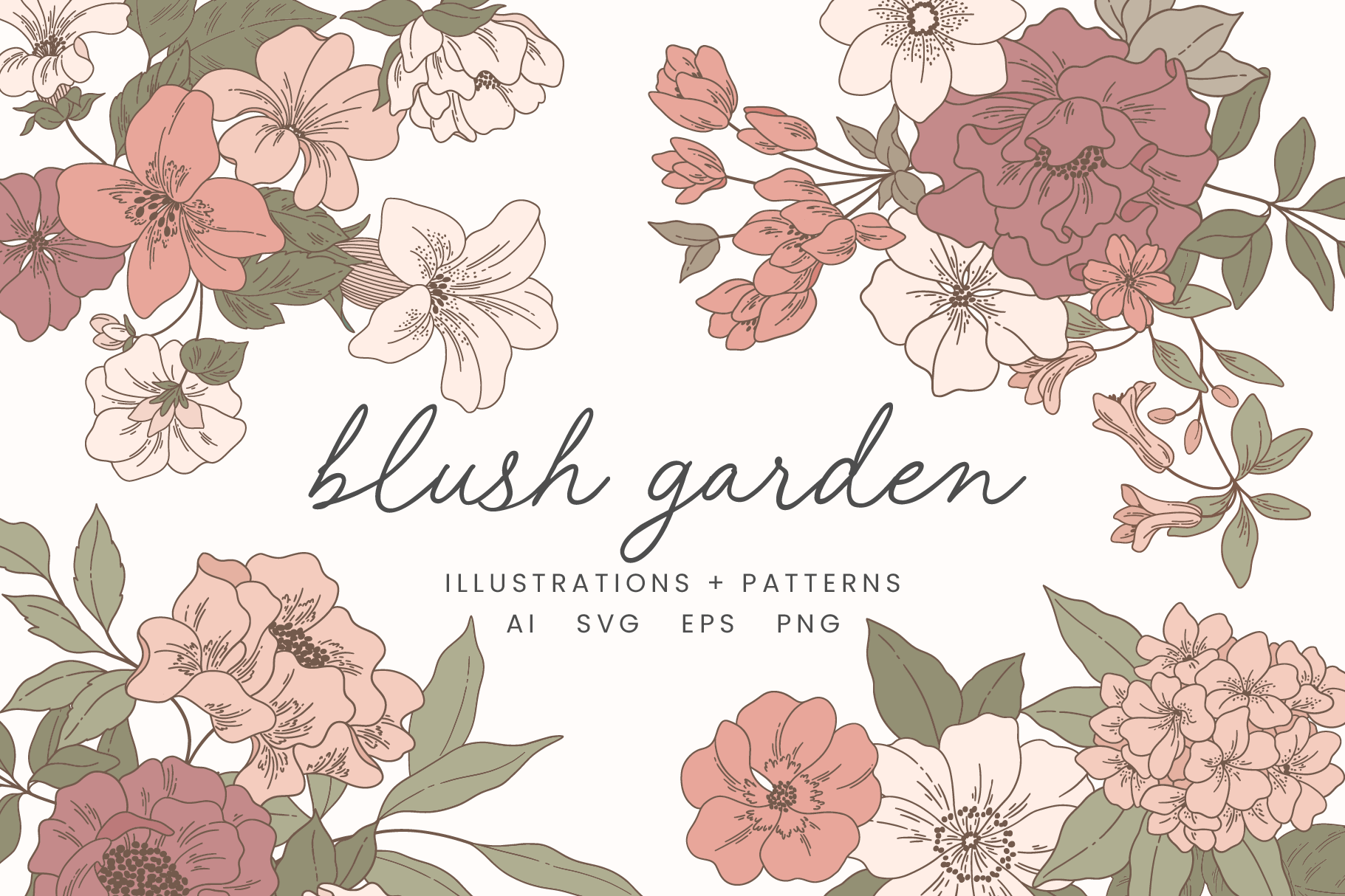 Blush Garden Vector Illustrations