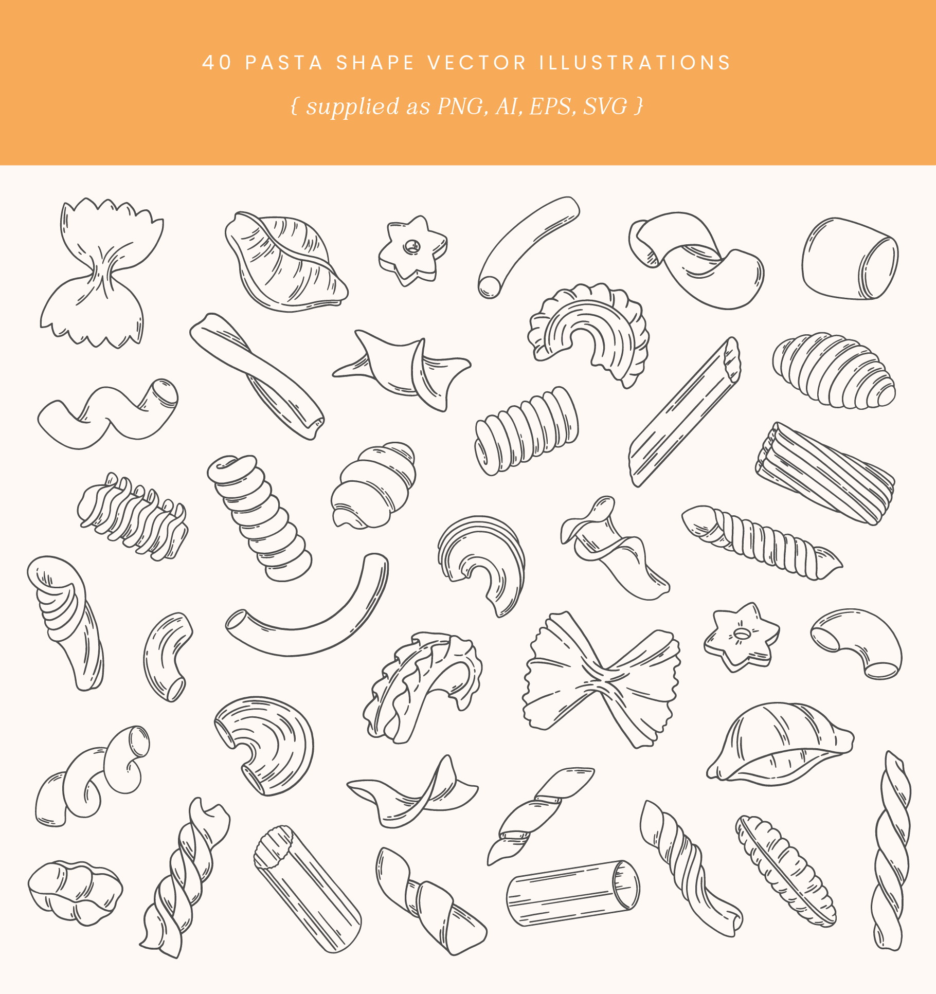 Pasta Hand drawn Vector Illustrations