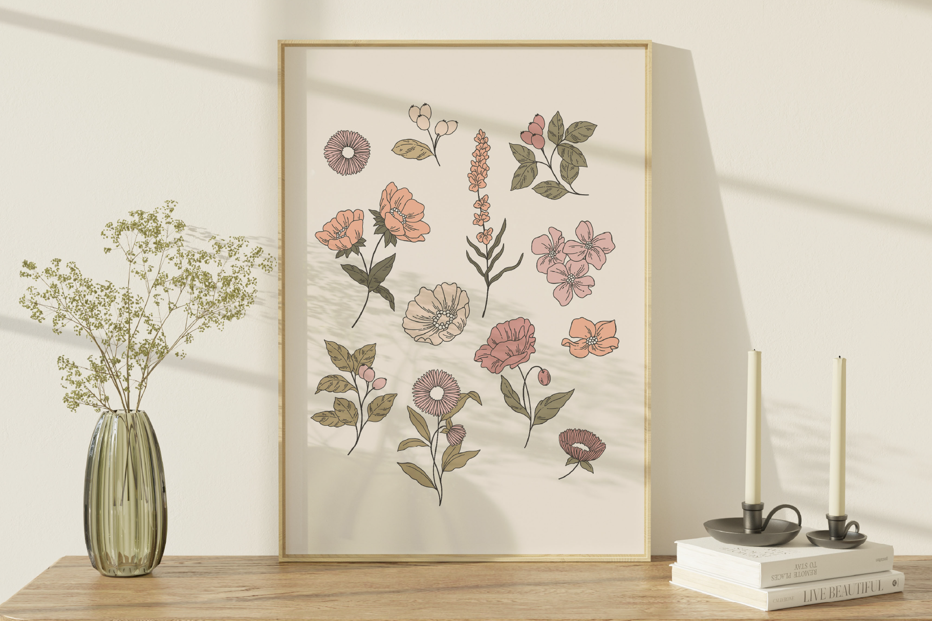 Garden Floral Hand Drawn Vector Illustrations