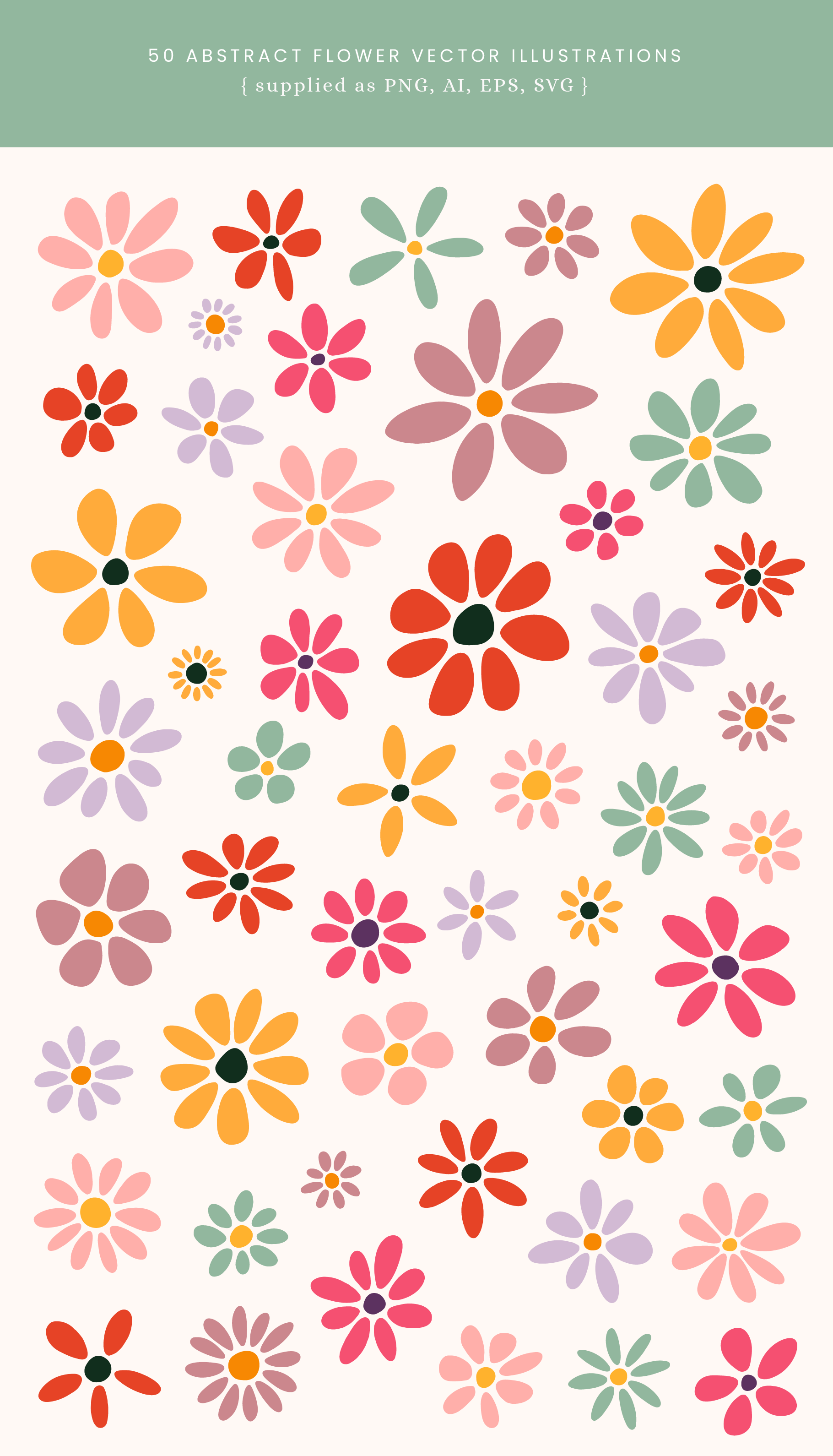 Abstract Flowers Vector Illustrations
