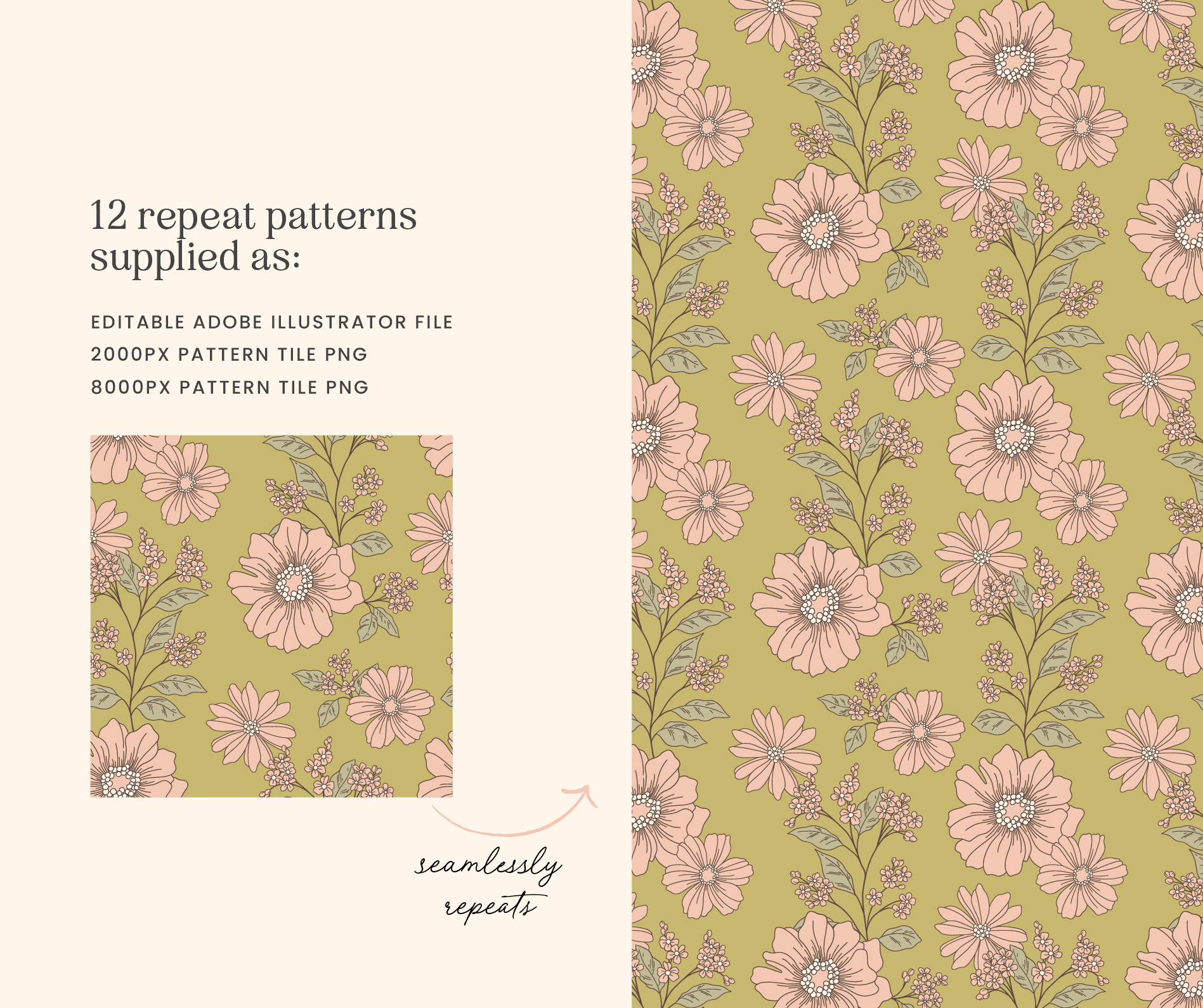 Summer Floral Hand Drawn Vector Illustrations