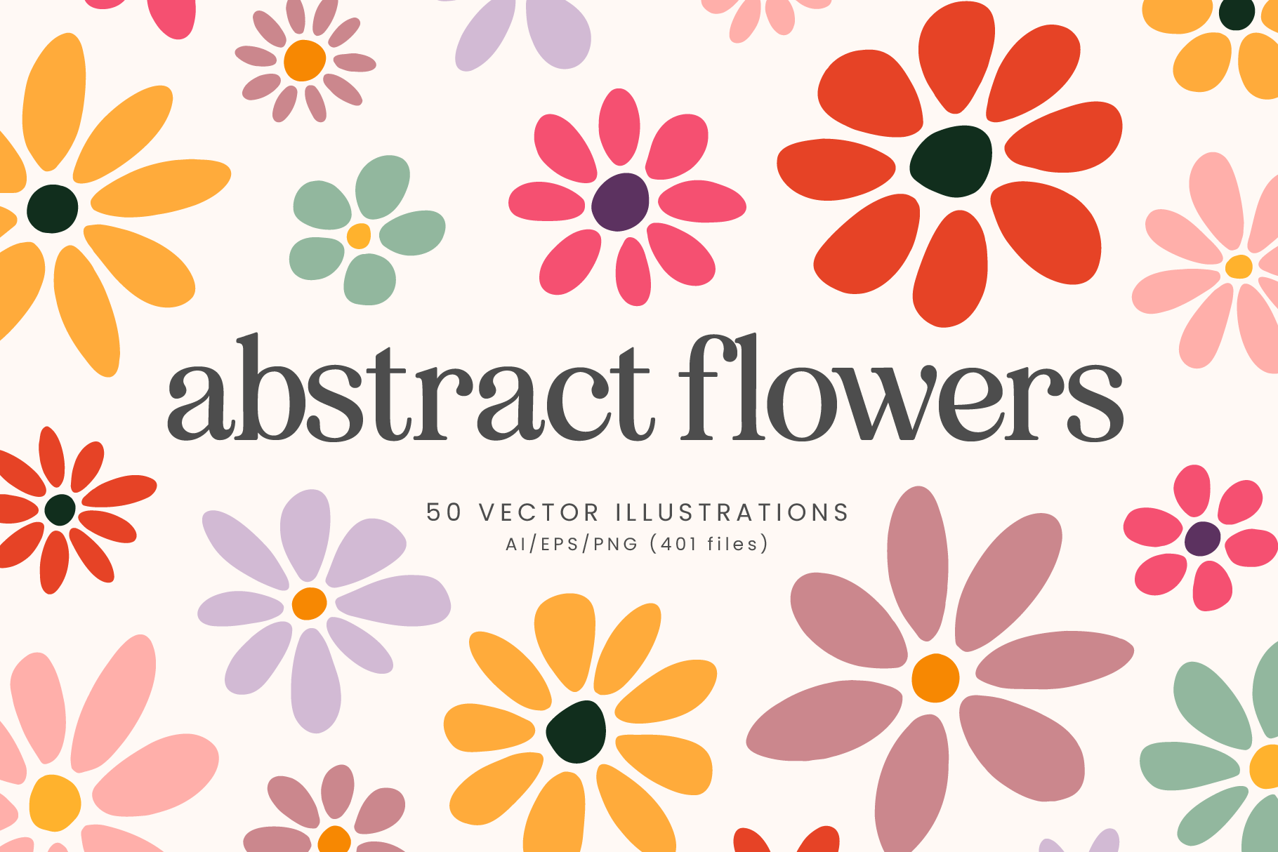 Abstract Flowers Vector Illustrations
