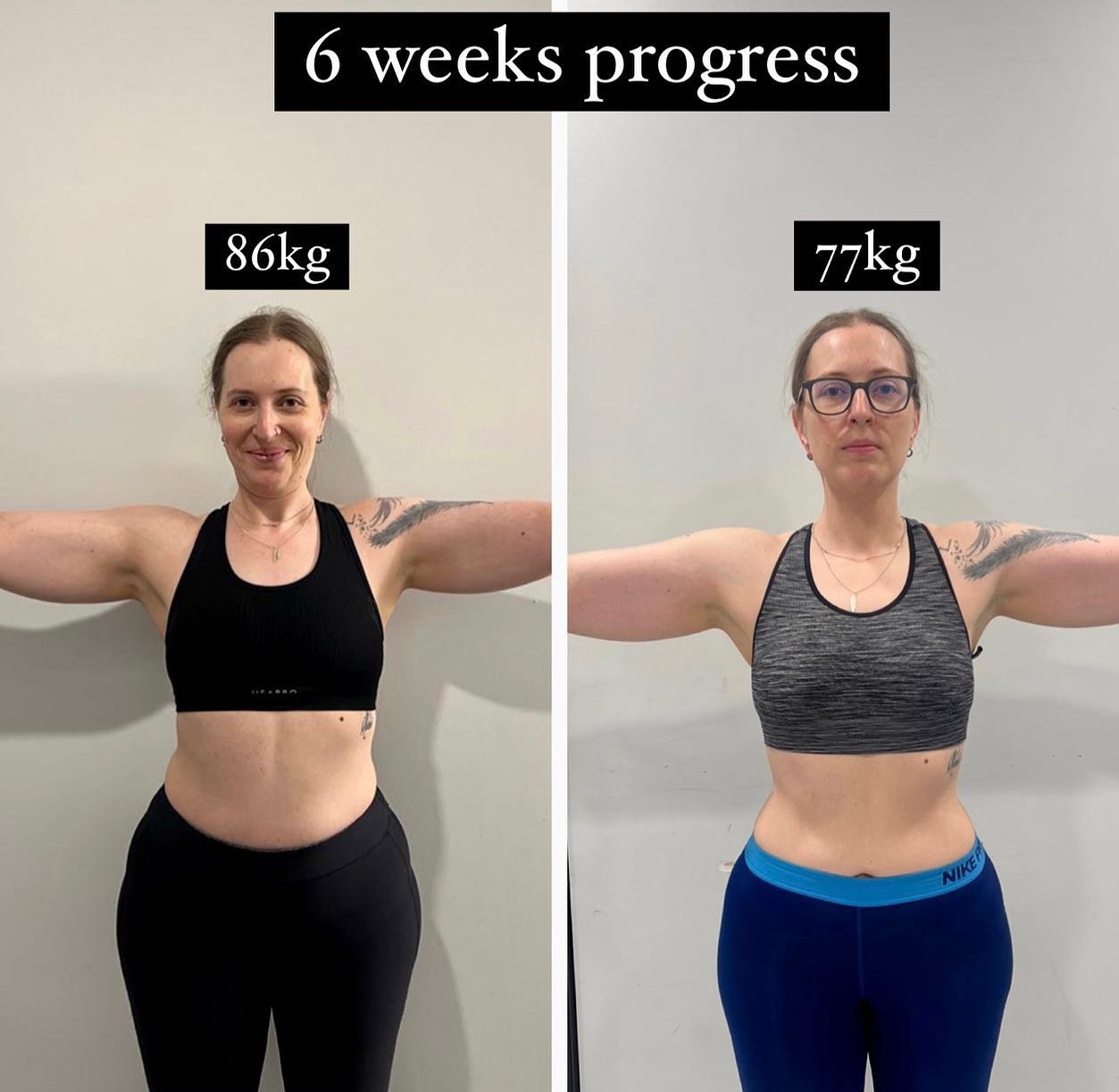 My beautiful client Stefania and her amazing progress in 6 weeks. Stefania was able to enjoy the food she likes and didn&rsquo;t follow any strict diets. We have been doing 2 heavy full body sessions together and on top of it she followed a cardio pl